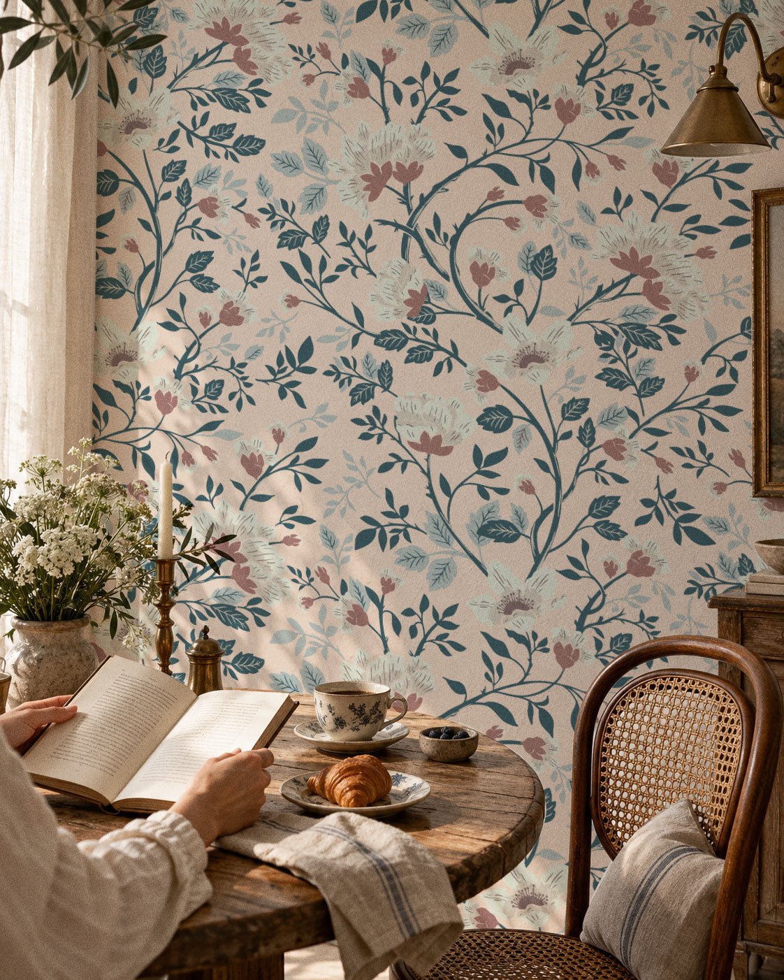 Camellia Study Wallpaper in Petal Cream