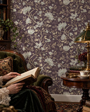 Camellia Study Wallpaper in Plumwood