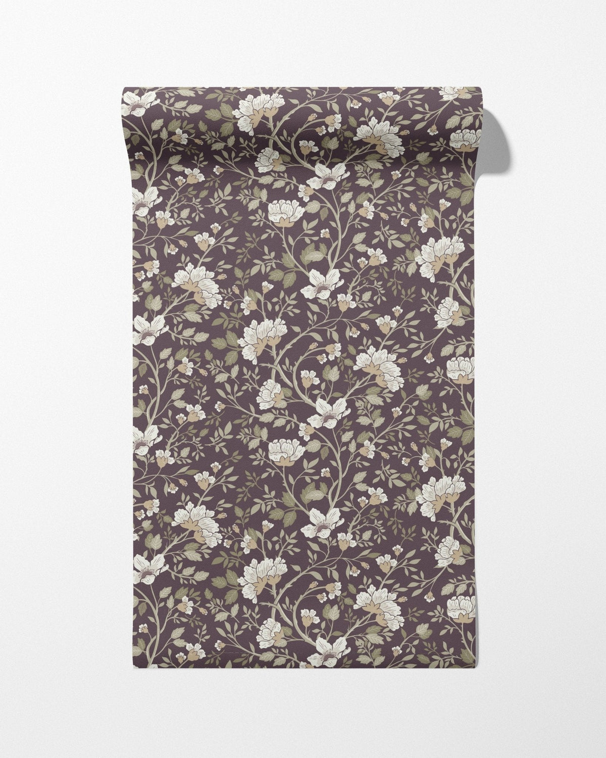 Camellia Study Wallpaper in Plumwood