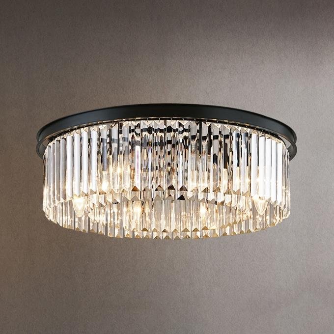 Odeon Flushmount 1-Tier Odeon Crystal Fringe Chandelier - Italian Concept - 