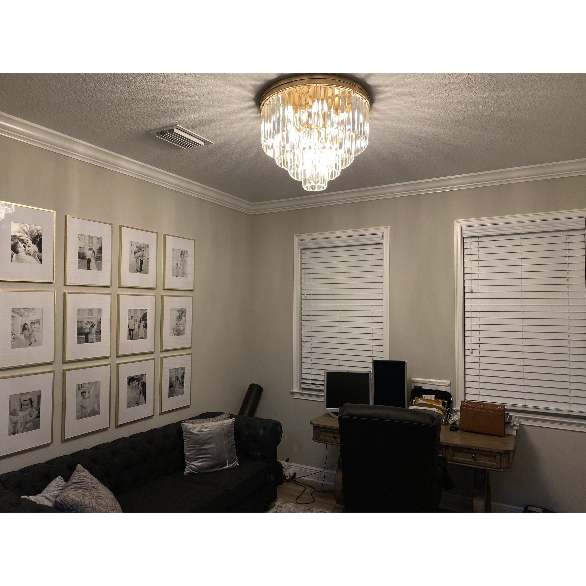 54" Wide Odeon Round Crystal Fringe Chandelier - Italian Concept - 