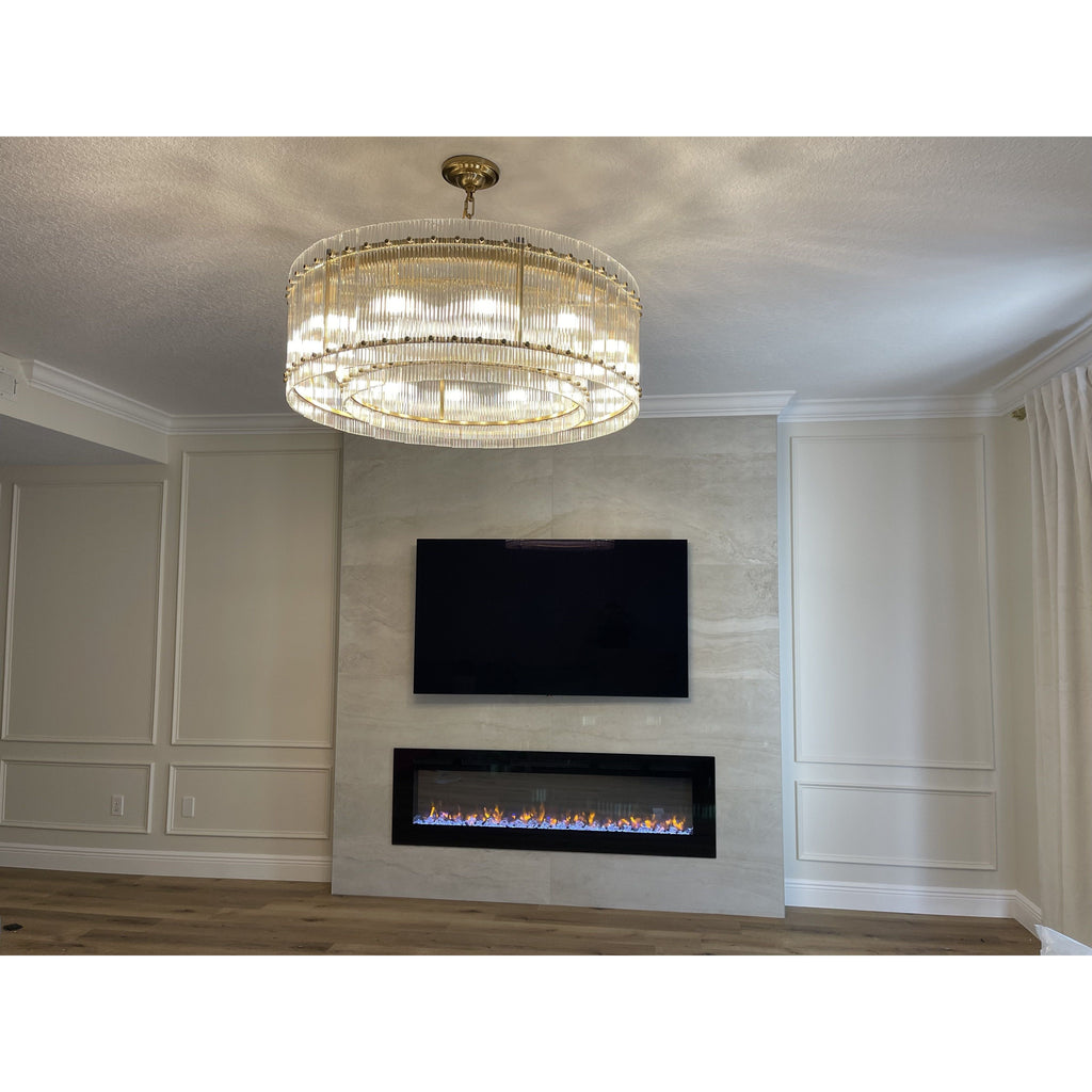 Carmel Round Ribbed Glass Tile Chandelier - Italian Concept - Size