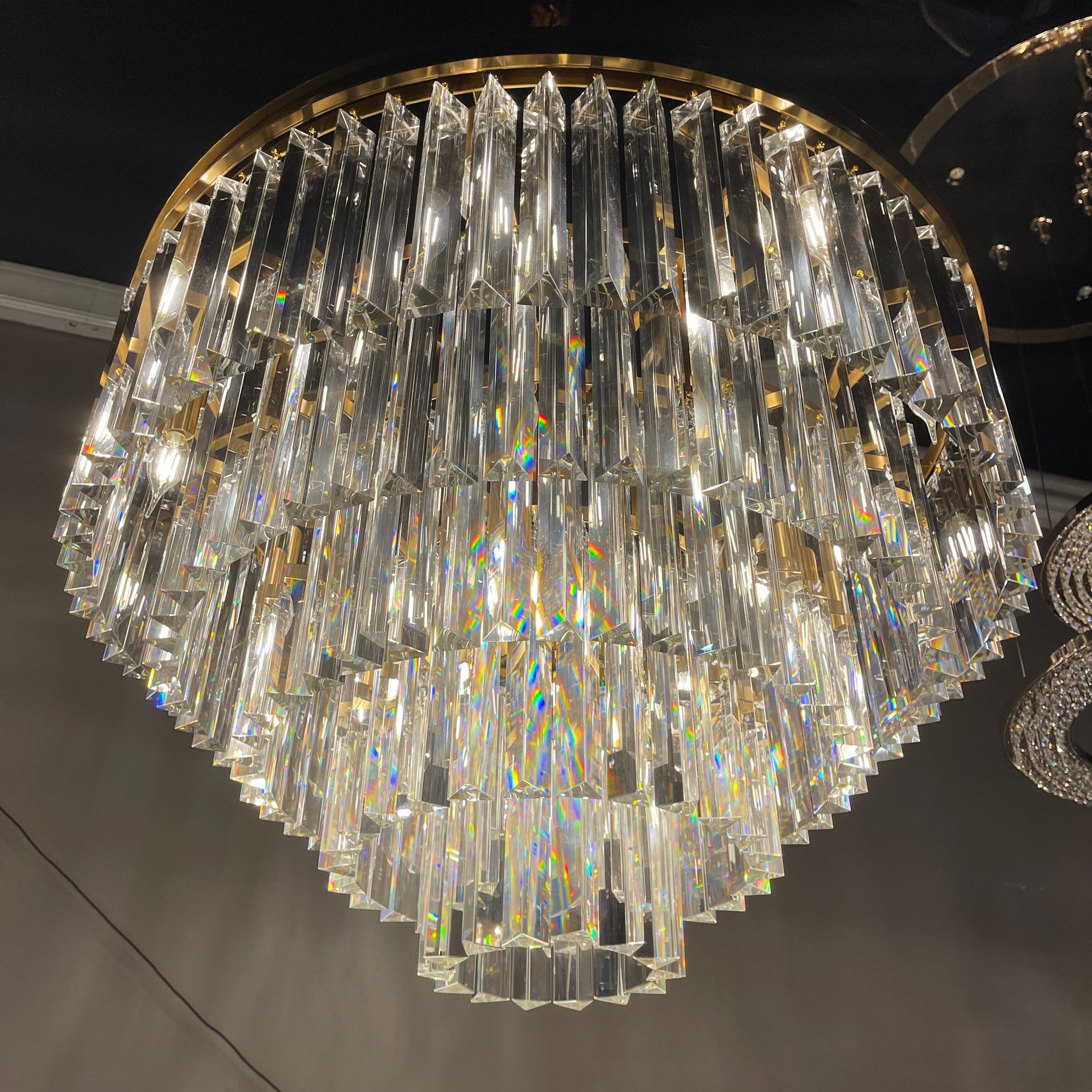 Flushmount Apex Odeon Tiered Round Crystal Fringe Chandelier Collection - Italian Concept - 