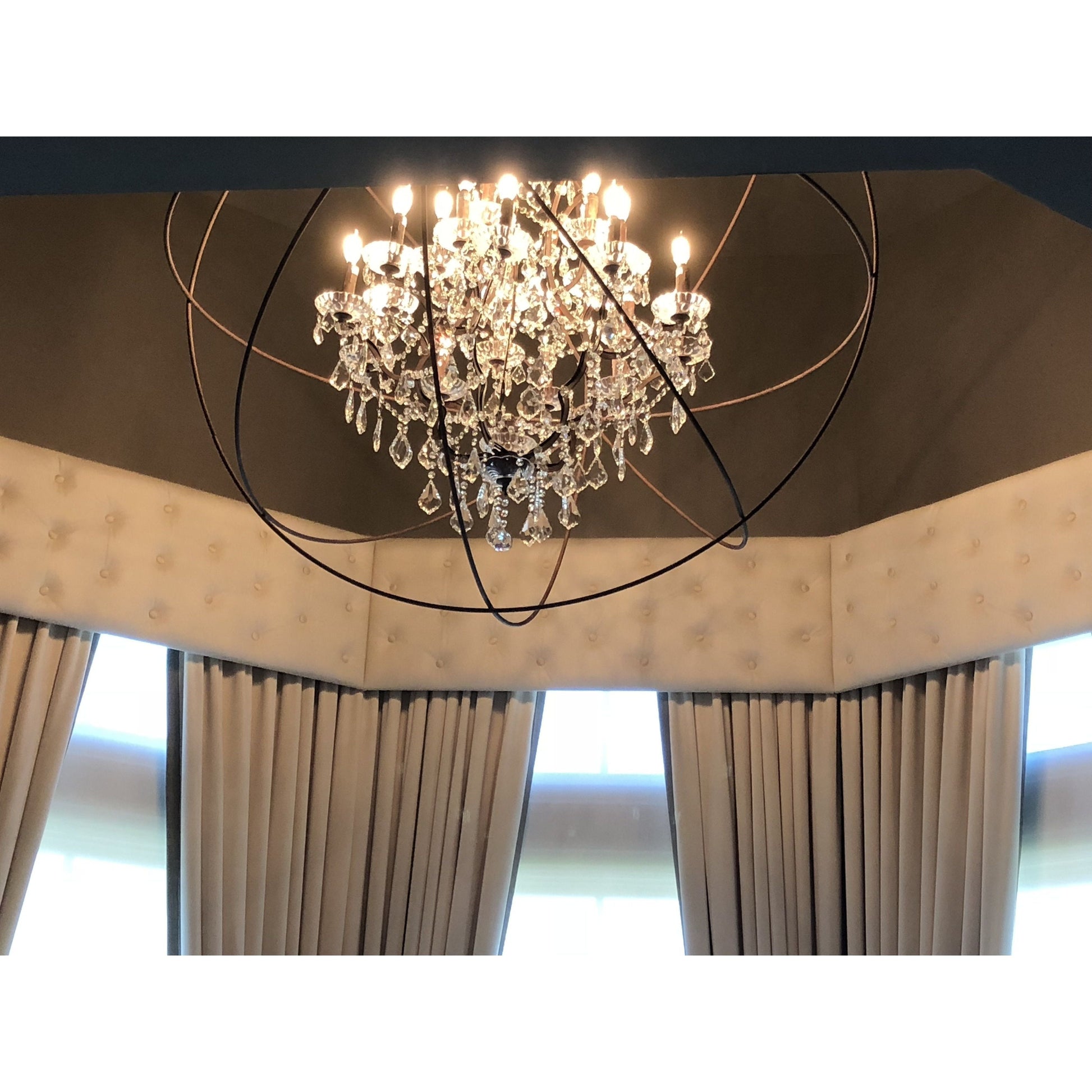 50 Light 80" MN Iron Orb Crystal Chandelier - Italian Concept - 