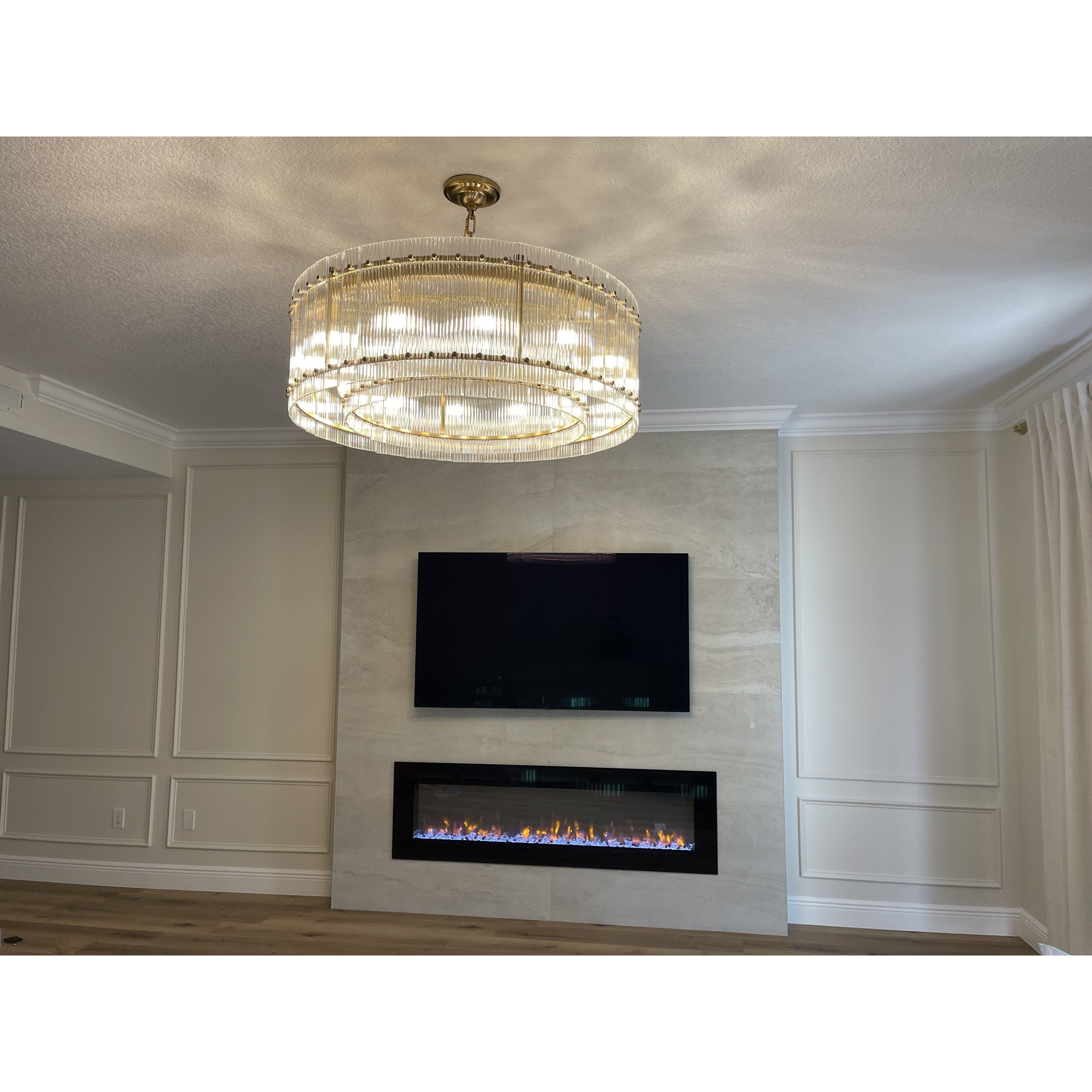 Carmel Round Ribbed Glass Tile Chandelier - Italian Concept - 