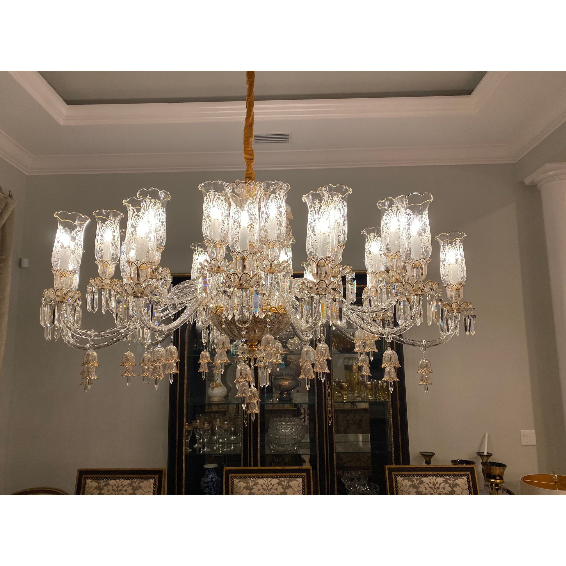 24 Light Oval/ Linear Marbella Garnier Crystal Chandelier - Italian Concept - 