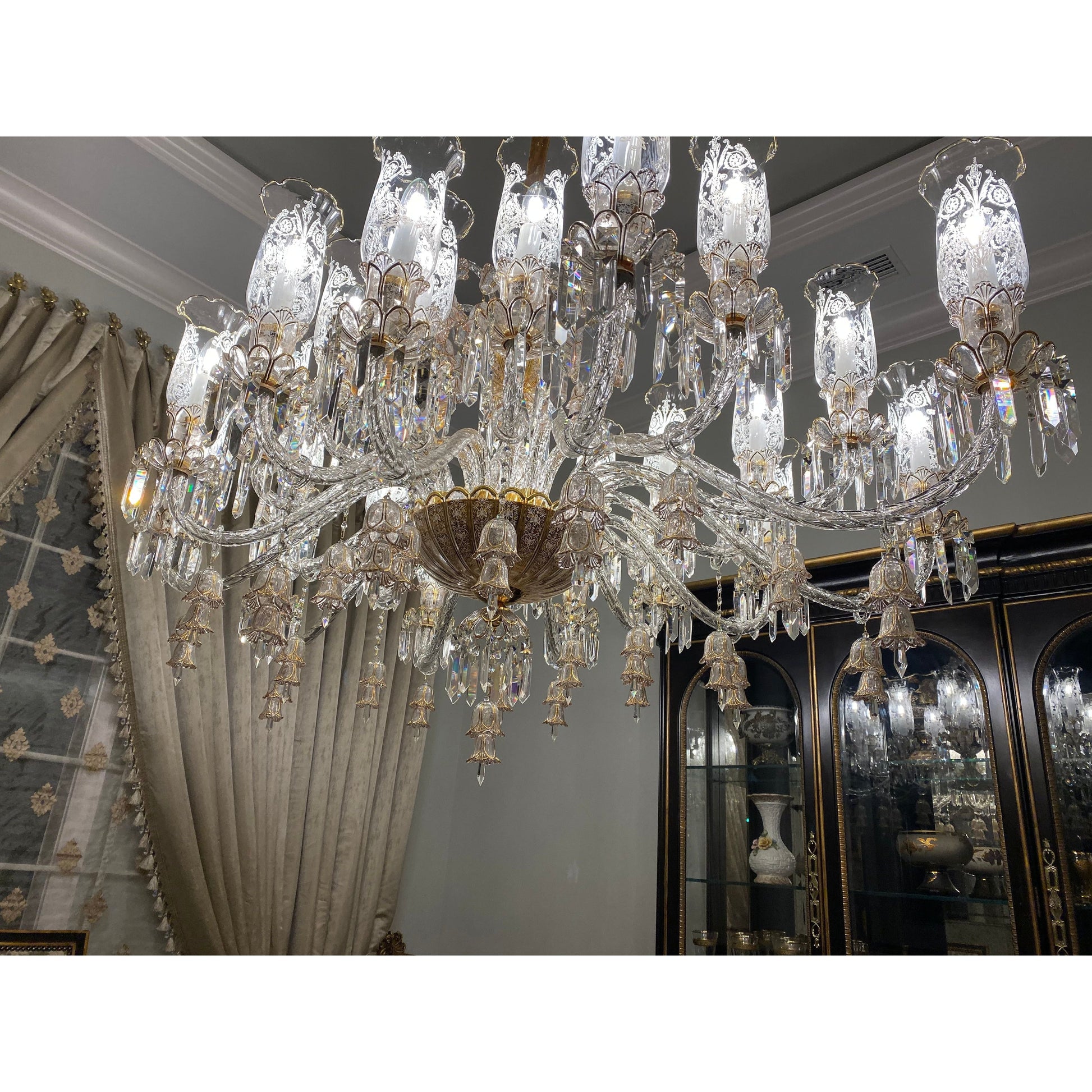 24 Light Oval/ Linear Marbella Garnier Crystal Chandelier - Italian Concept - 