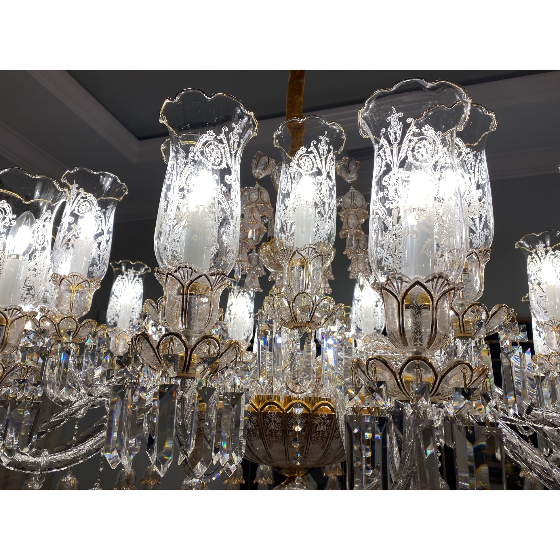 24 Light Oval/ Linear Marbella Garnier Crystal Chandelier - Italian Concept - 