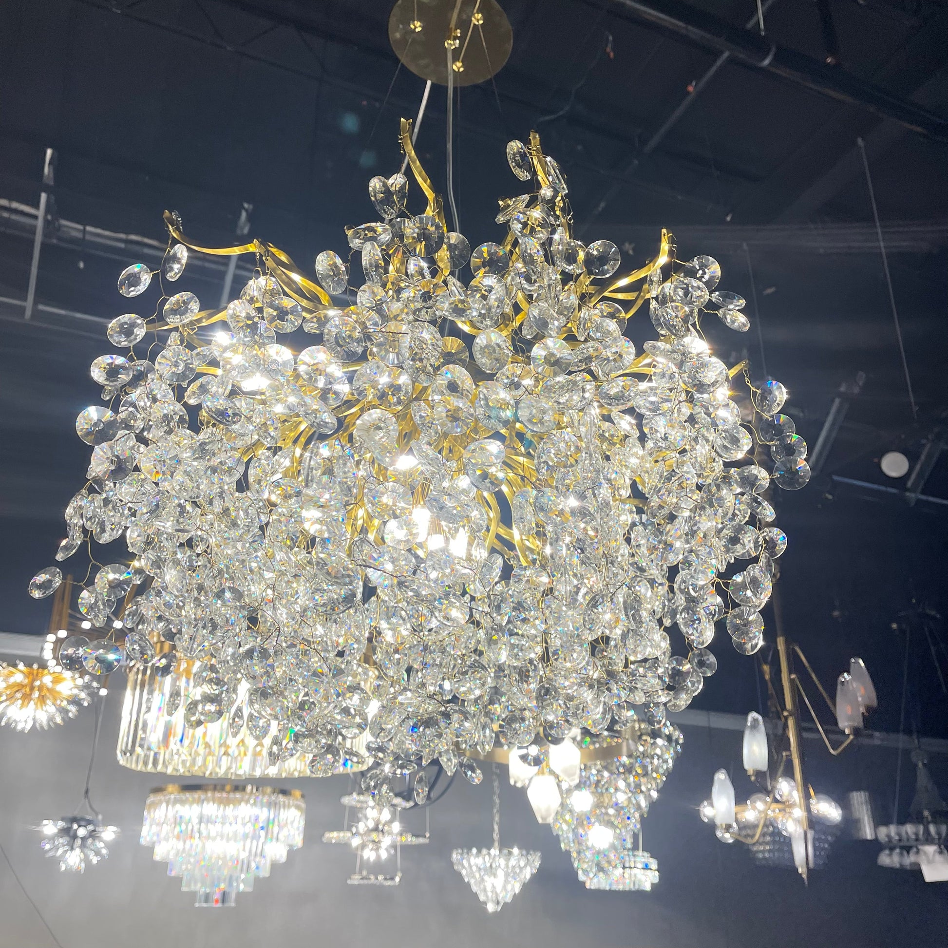 Crystal Quatre Round Branching Penny Chandelier - Italian Concept - 