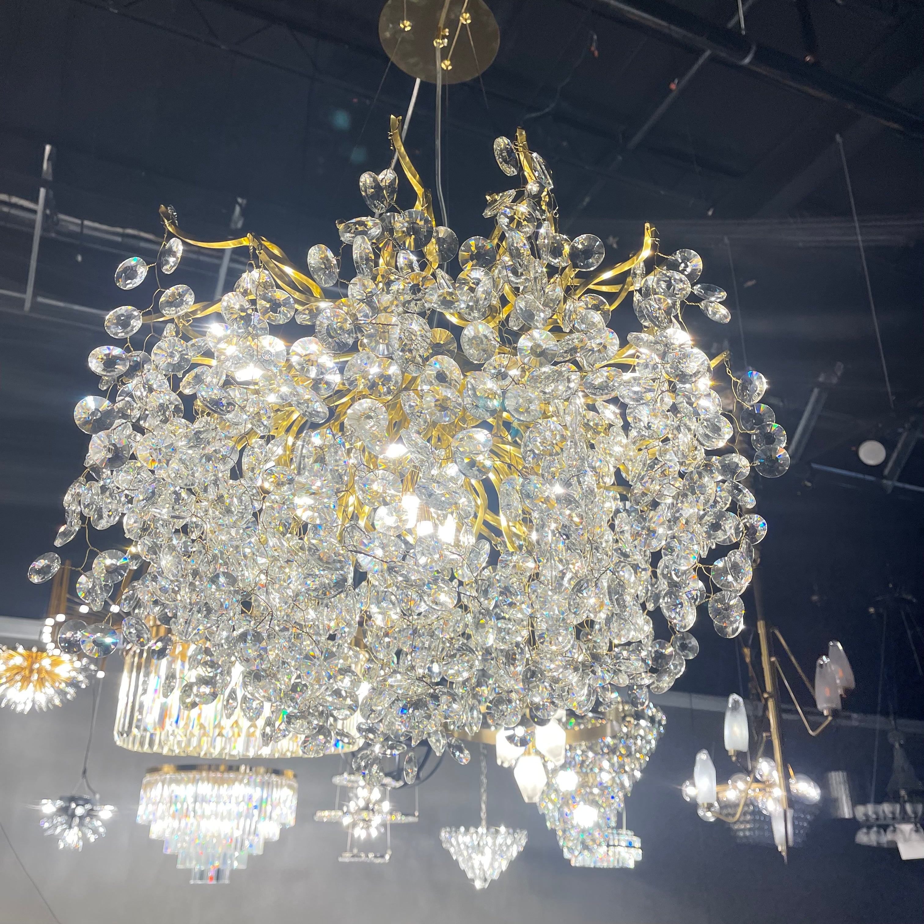 Crystal Quatre Round Branching Penny Chandelier - Italian Concept - 