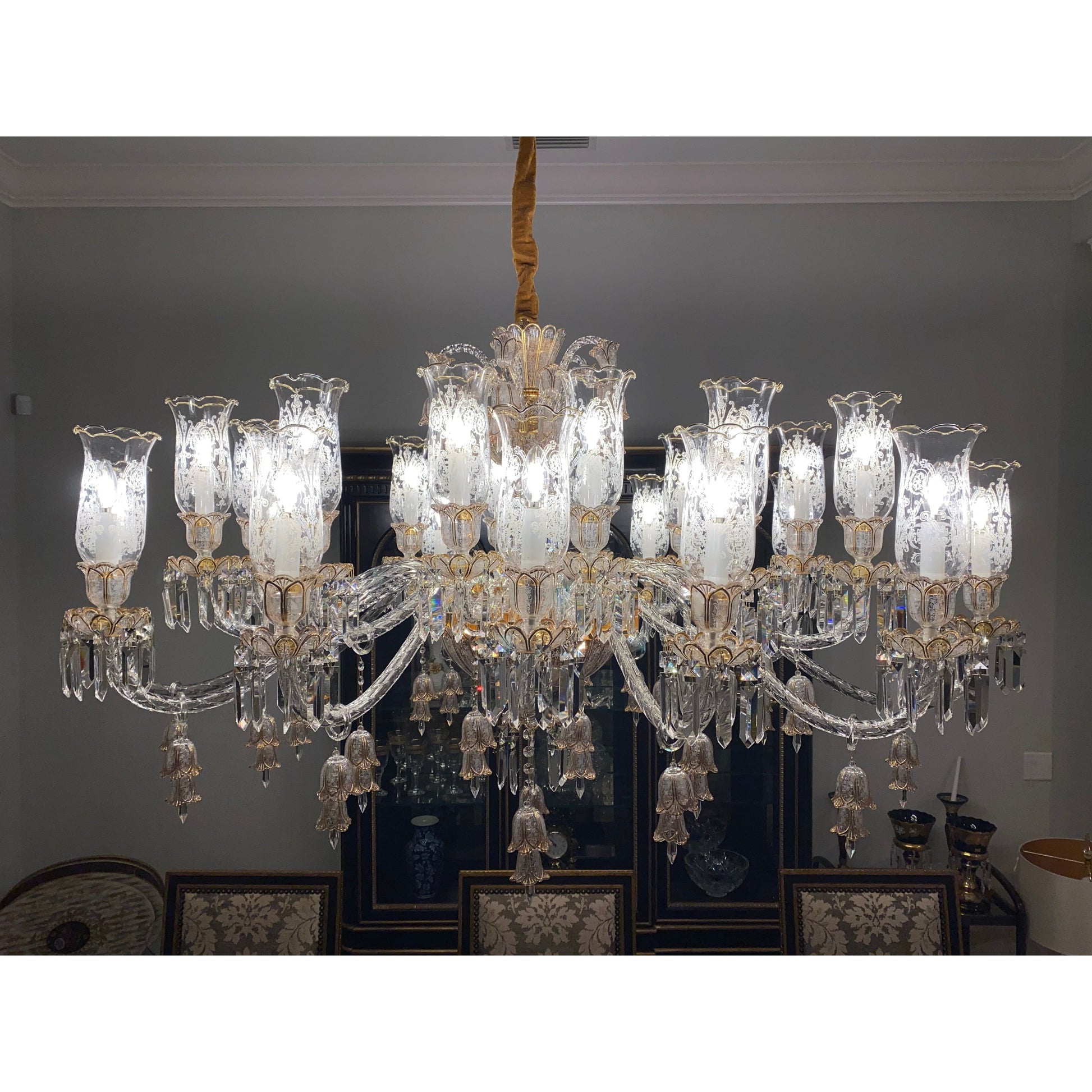 24 Light Oval/ Linear Marbella Garnier Crystal Chandelier - Italian Concept - 