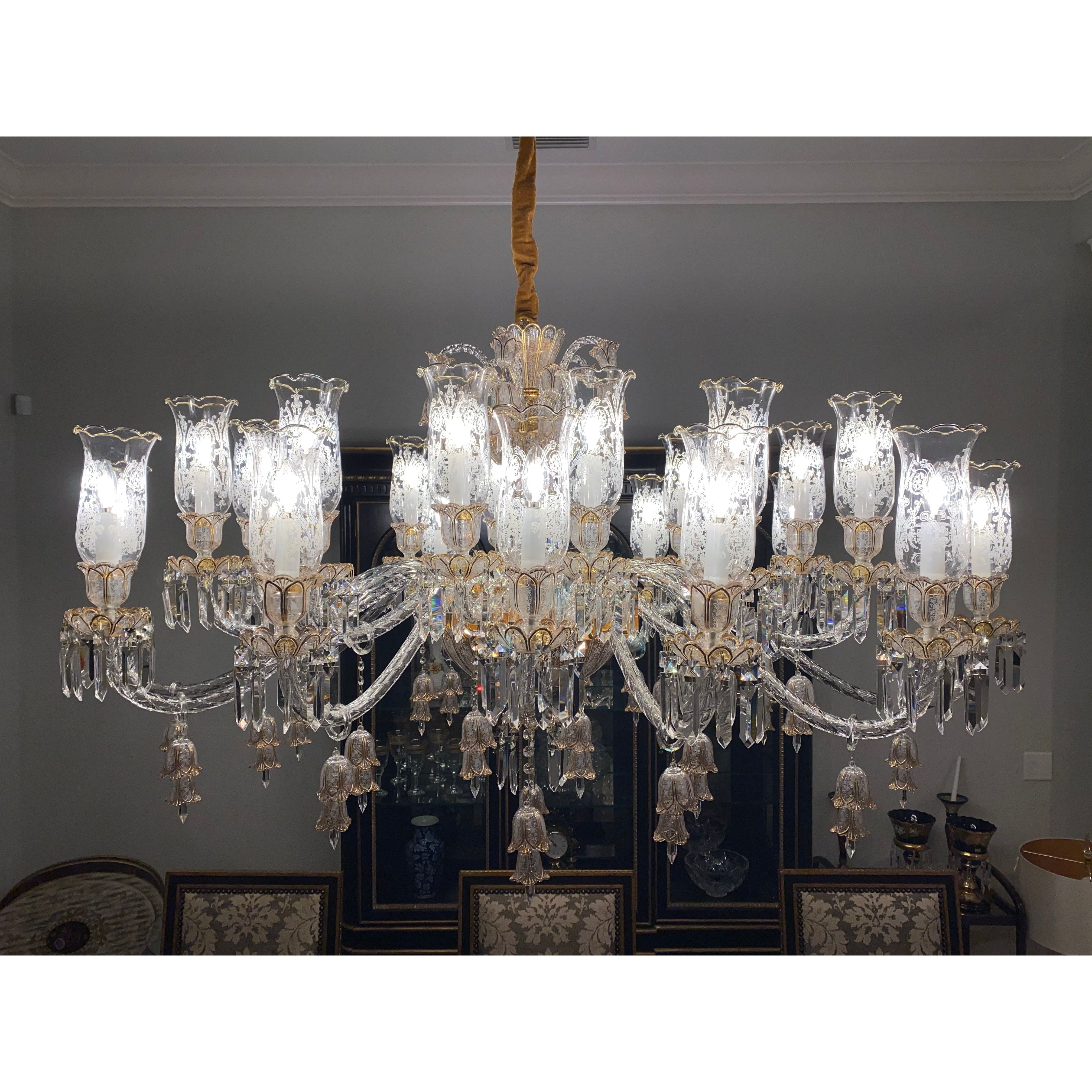 24 Light Oval/ Linear Marbella Garnier Crystal Chandelier - Italian Concept - 