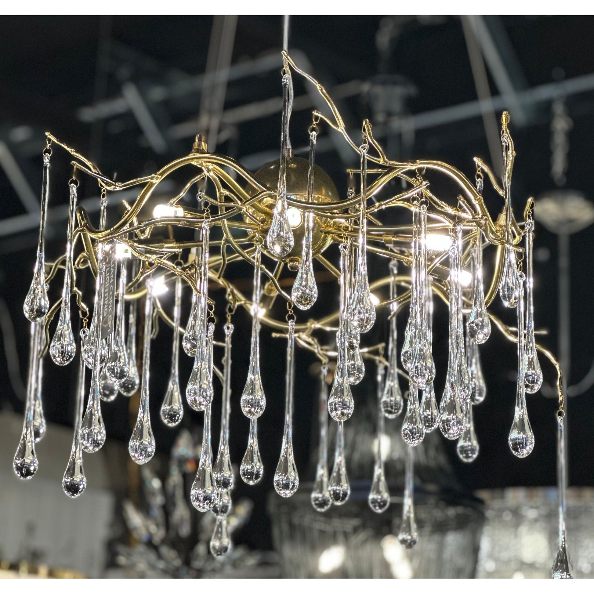 Dawn Lukas Teardrop Branching Brass Round Chandelier - Italian Concept