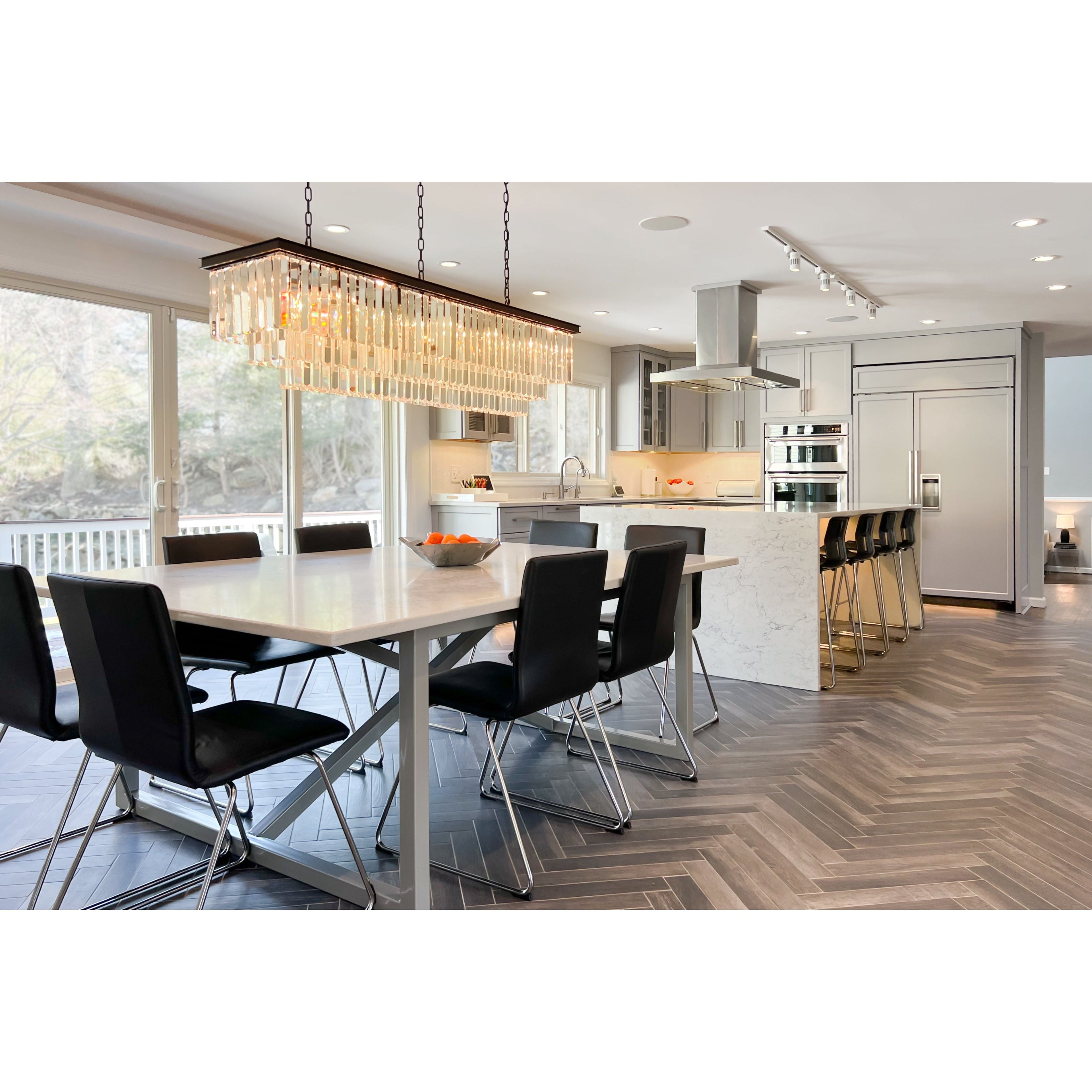 3-Tier Odeon Crystal Fringe Rectangular Chandelier - Italian Concept - 