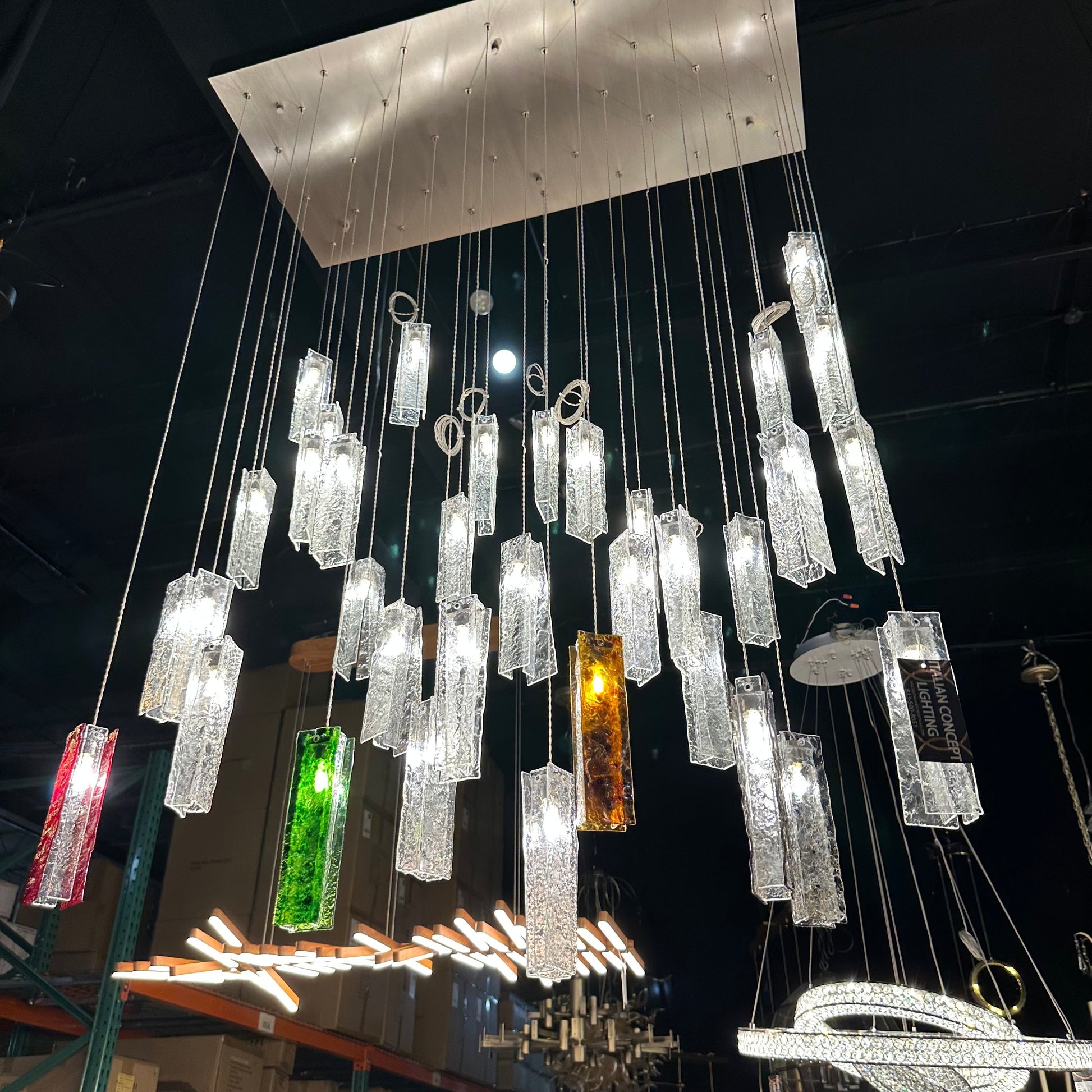 Rain Square Cluster Glass tile Pendant Chandelier - Italian Concept