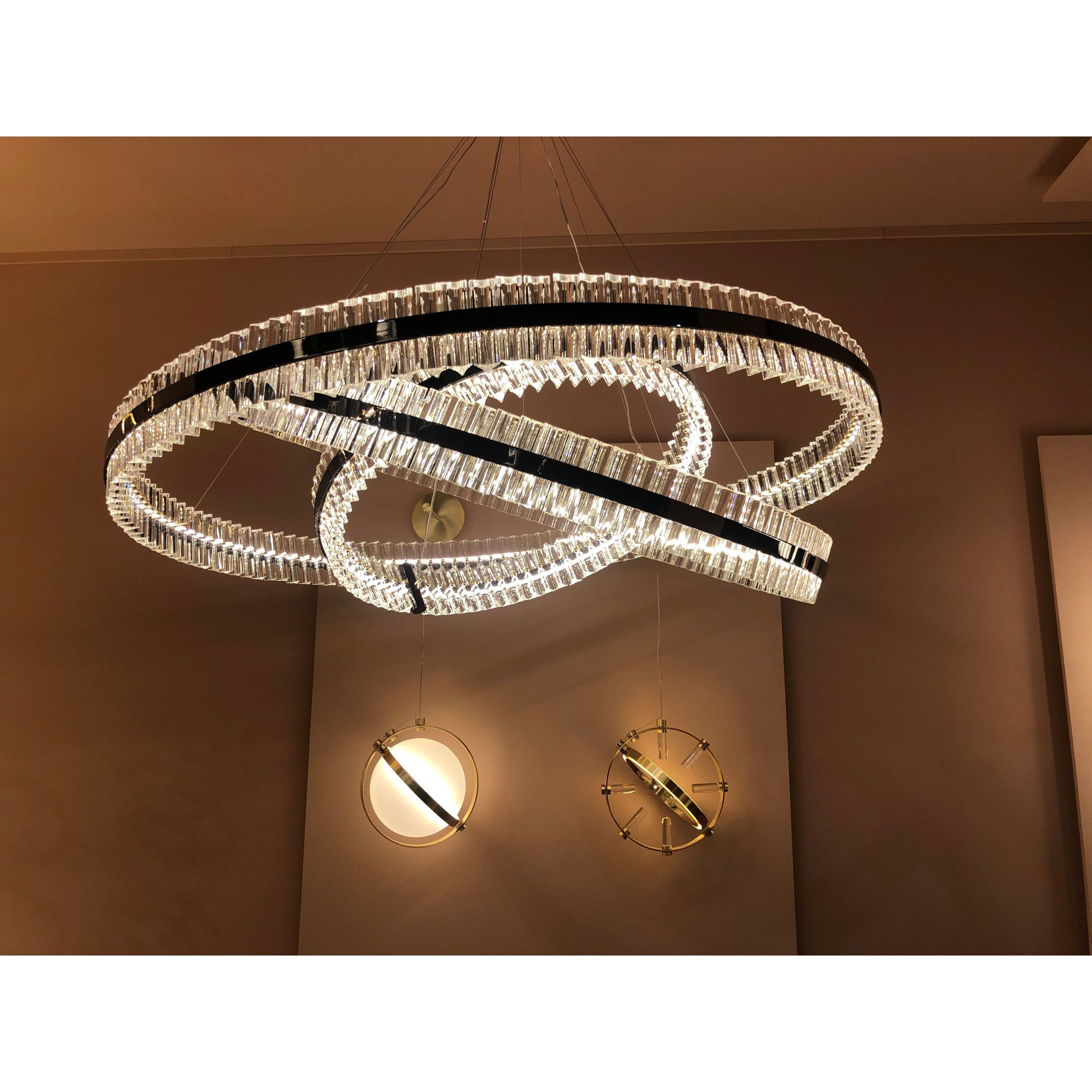 Aquinox 3-Tier Round Crystal Ring LED Chandelier - Italian Concept - 