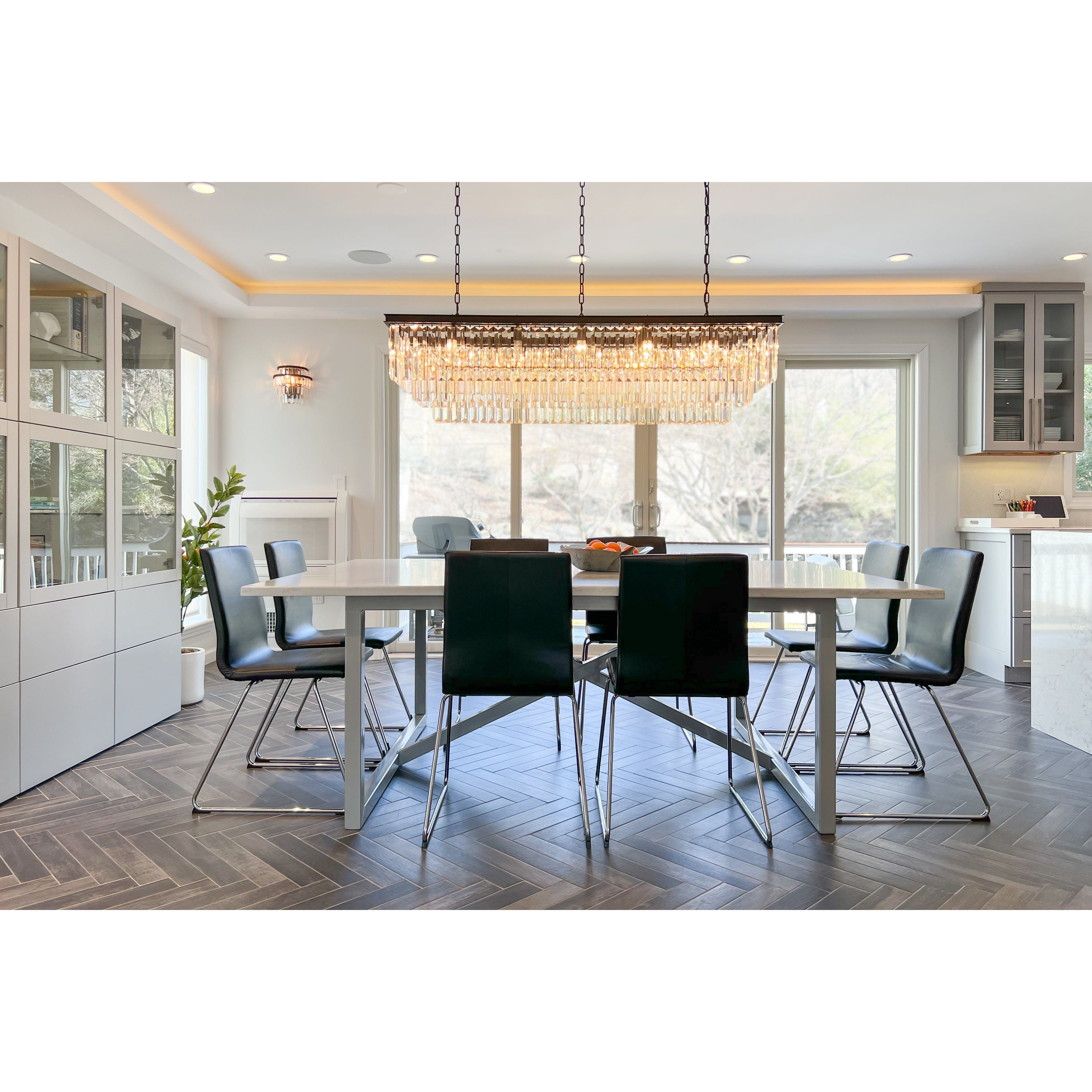 3-Tier Odeon Crystal Fringe Rectangular Chandelier - Italian Concept - 