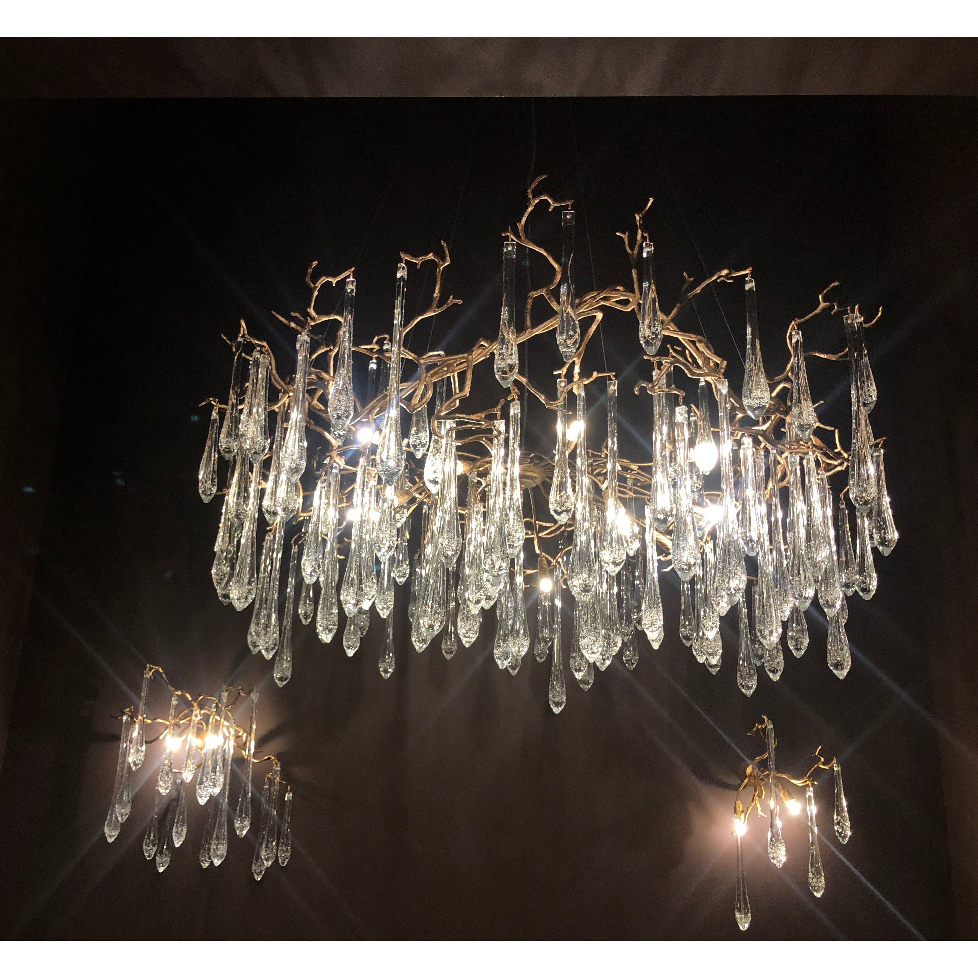 Dawn Lukas Teardrop Branching Brass Round Chandelier - Italian Concept
