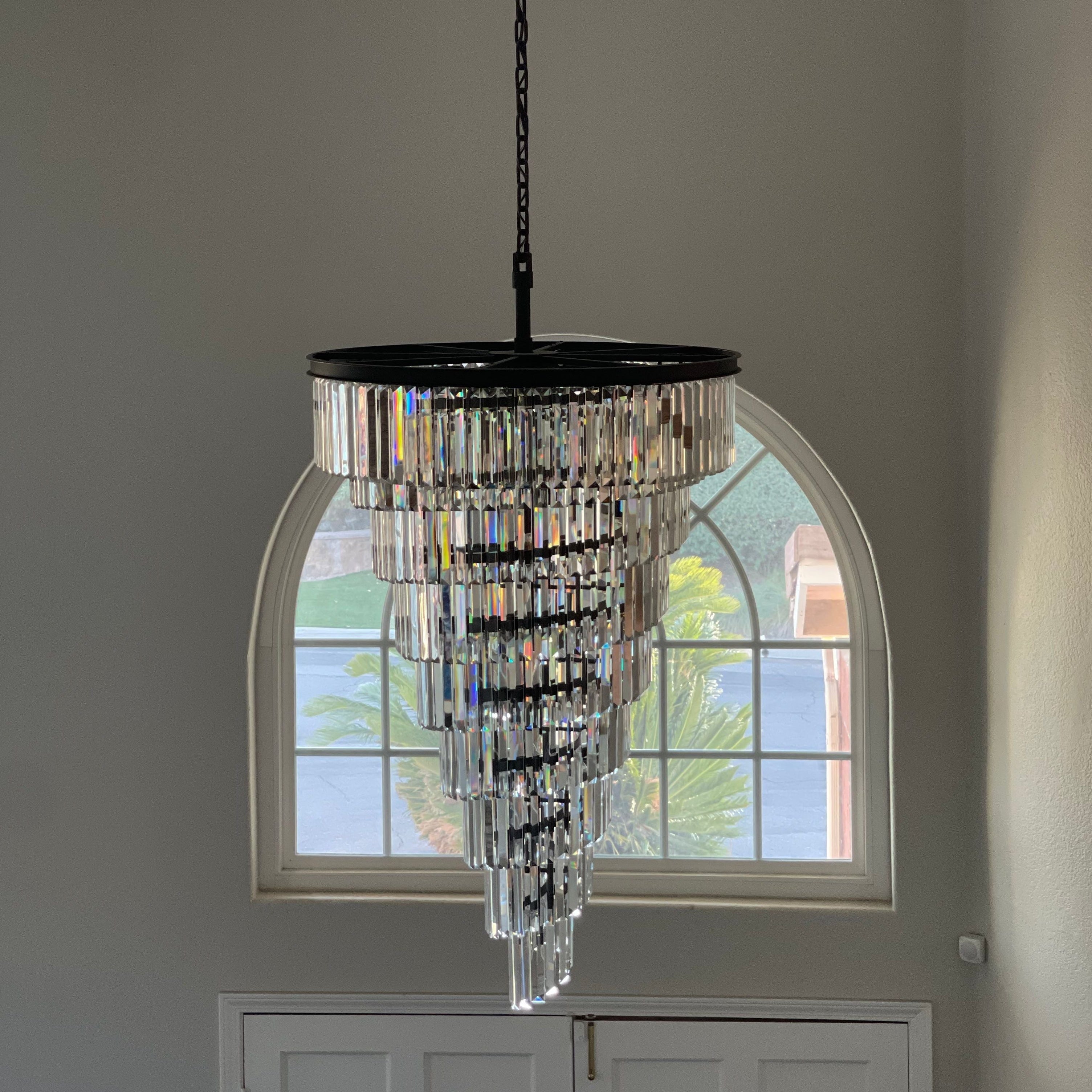Veccini Odeon Spiral Tiered/ Layered Crystal Fringe Chandelier - Italian Concept