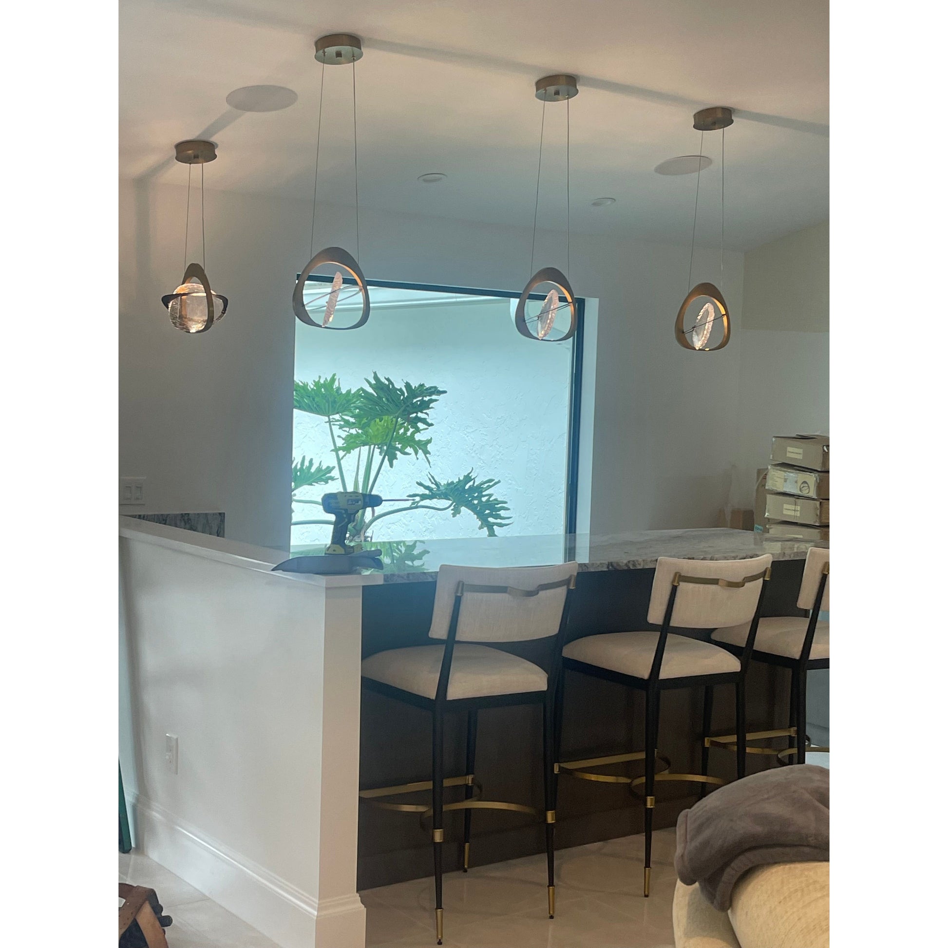 Natural Stone LED Industrial Crystal Pendant Light