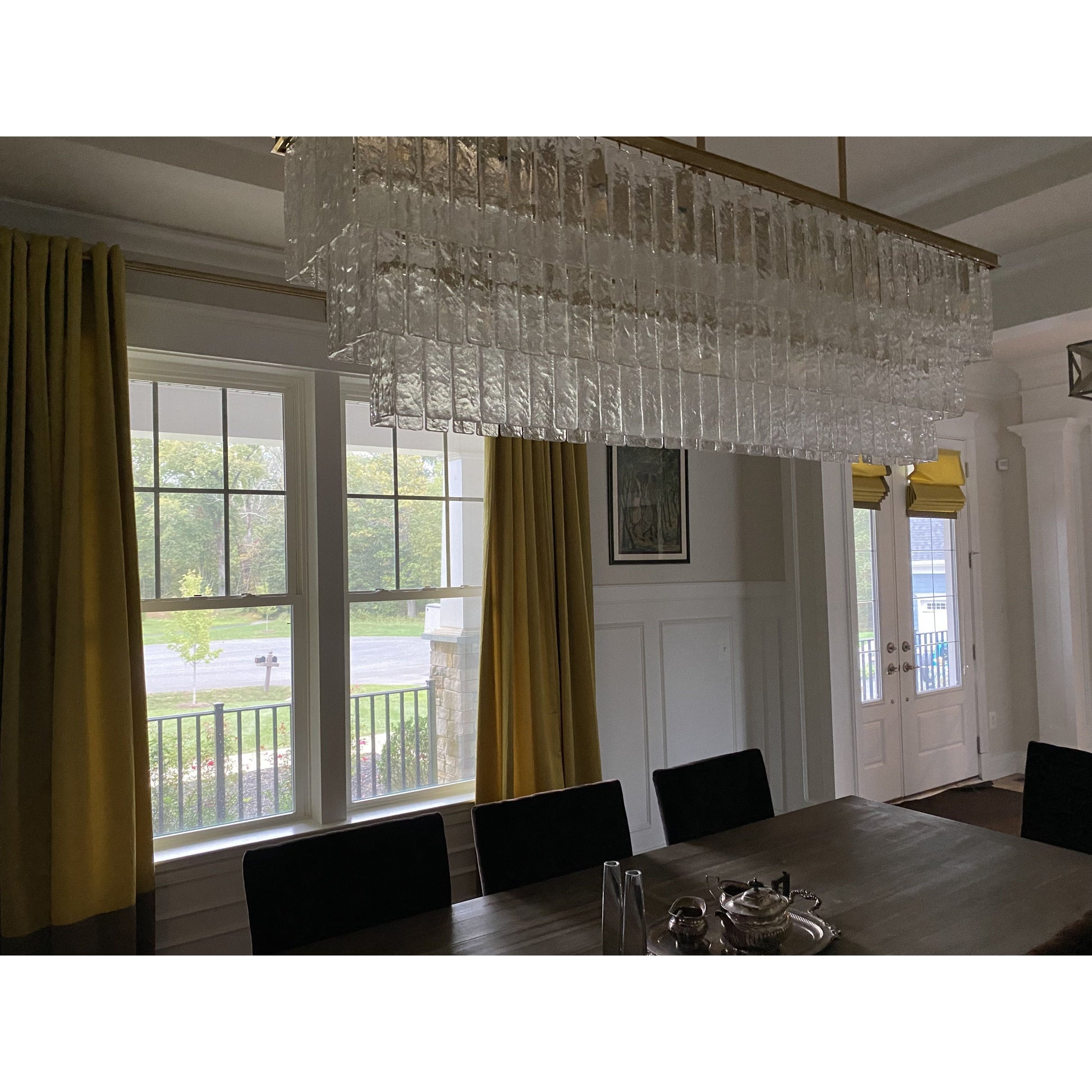 Seline 3-Tier Rectangular Cracked Textured Glass Chandelier - Italian Concept
