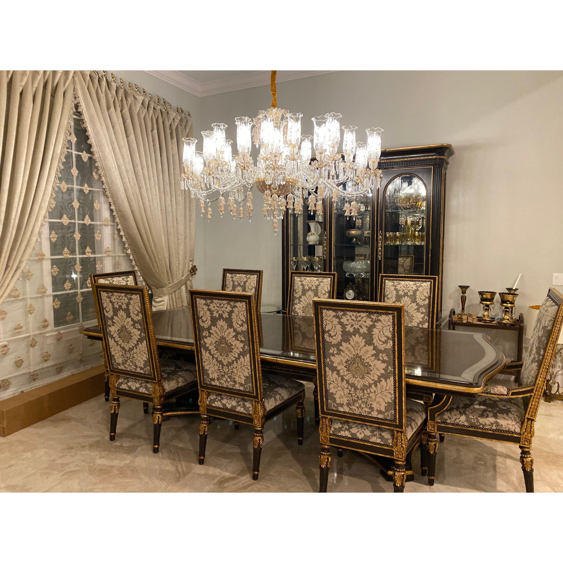 24 Light Oval/ Linear Marbella Garnier Crystal Chandelier - Italian Concept - 