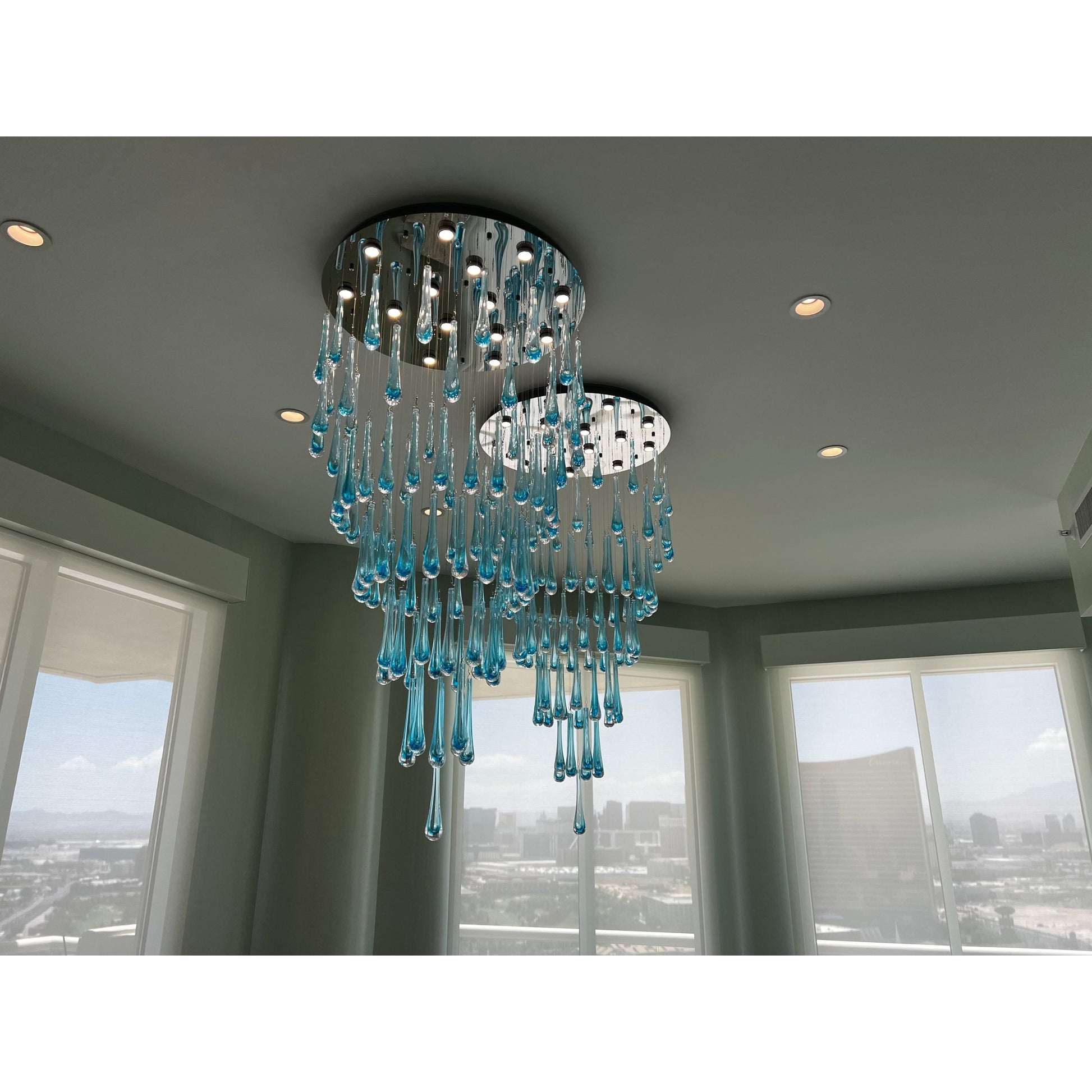 Blue Rainfall Murano Glass Chandelier - Italian Concept