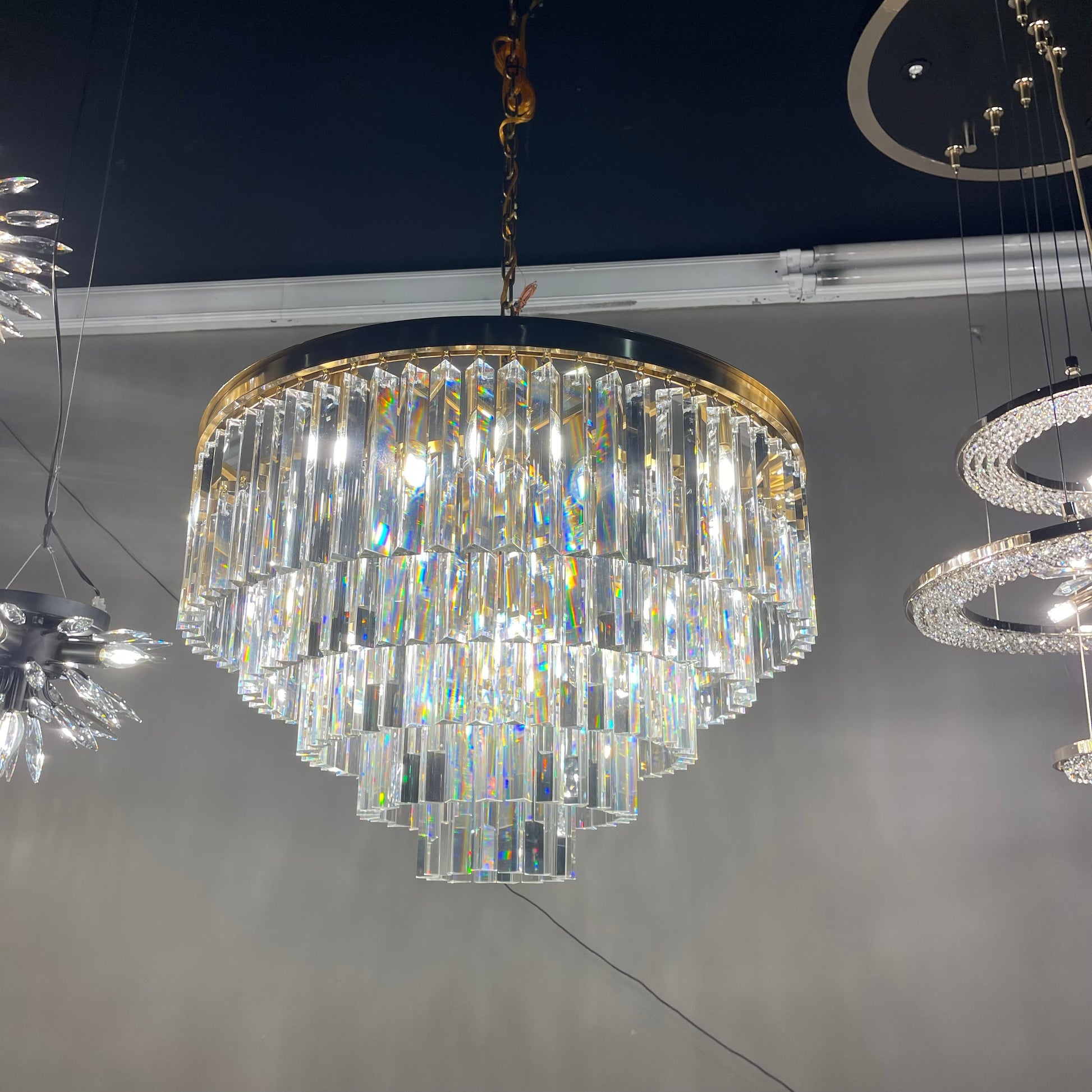 Apex Odeon Round Crystal Fringe Chandelier Collection - Italian Concept - 