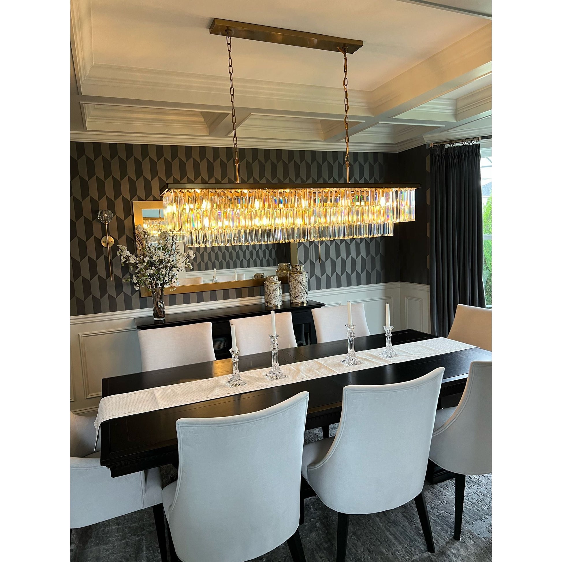 Odeon Crystal Fringe Rectangular Chandelier - Italian Concept