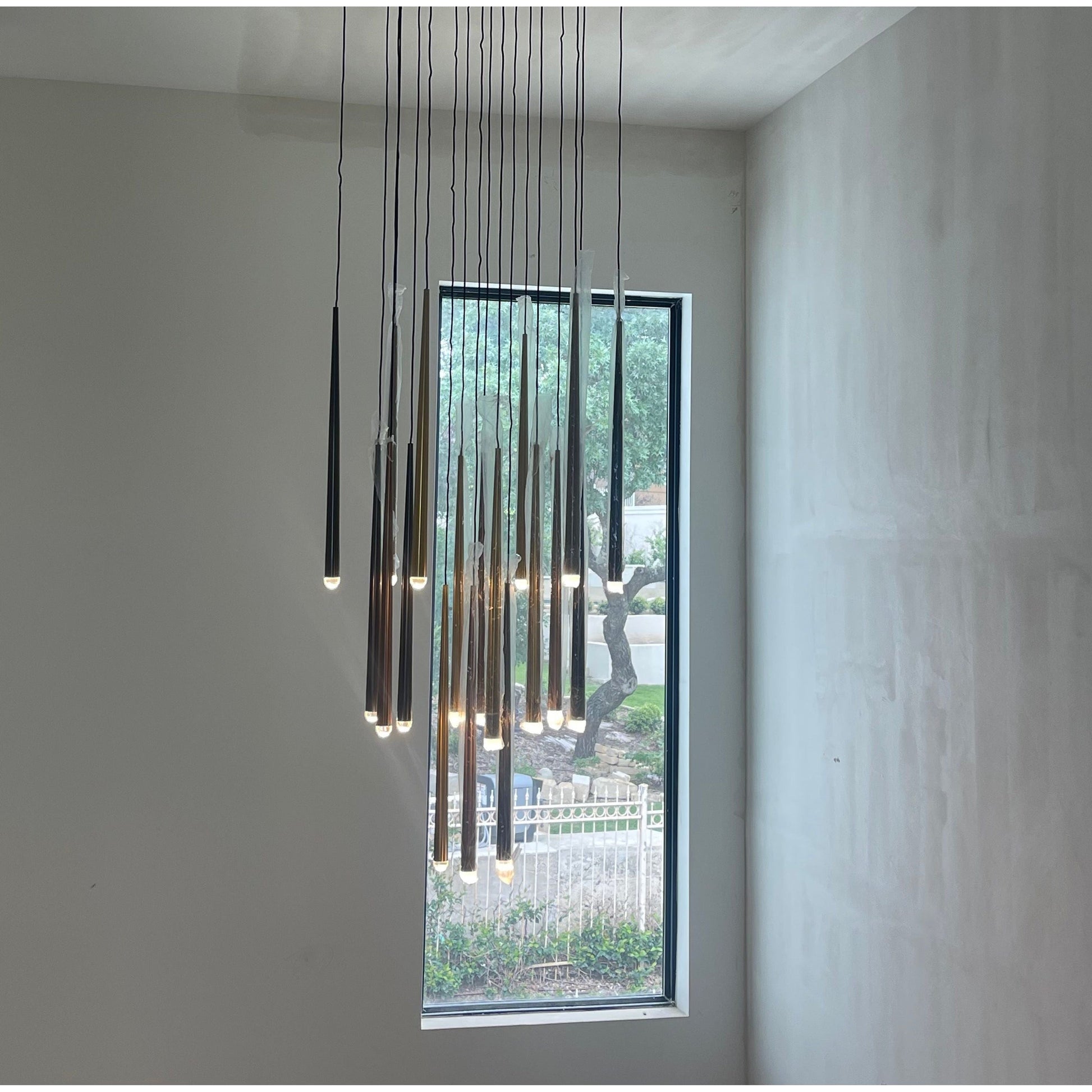 Anthropology Square Cluster Metal Tubular Crystal Pendant Light - Italian Concept