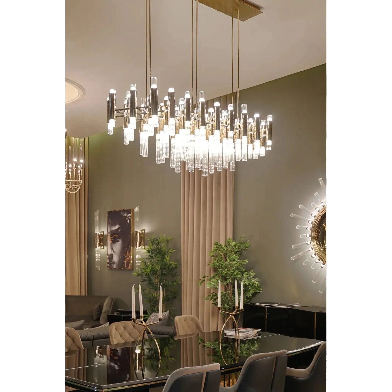 Eminence Tubular Glass Rectangular Chandelier - Italian Concept