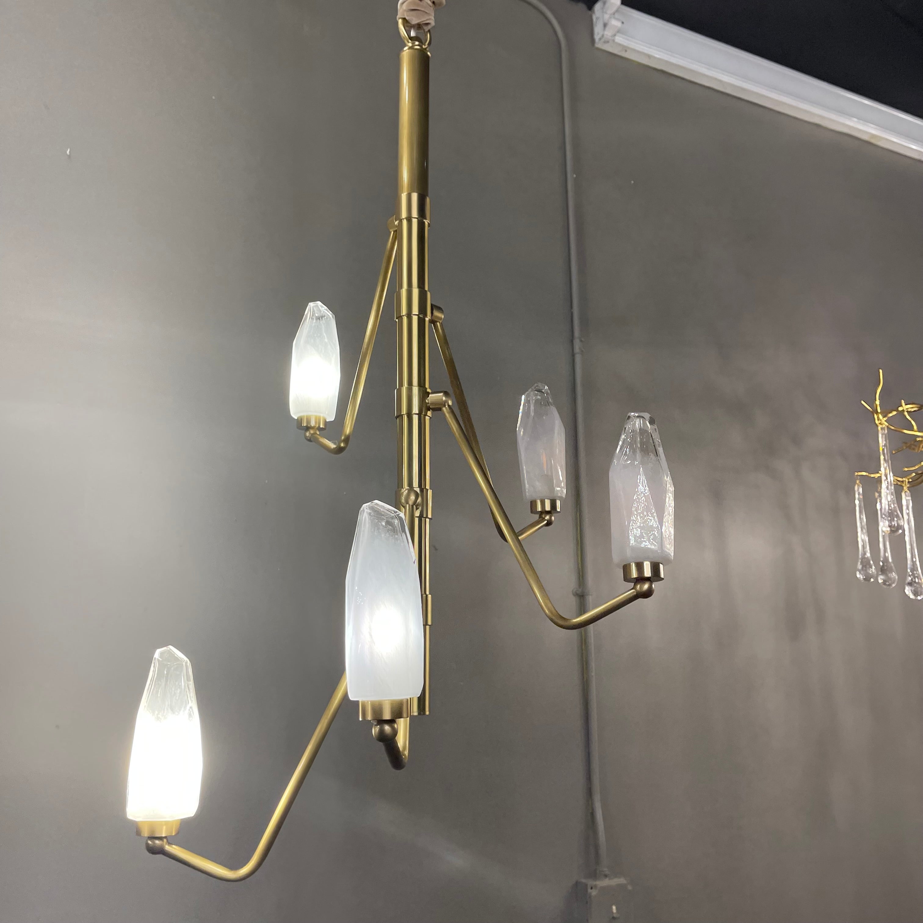 Emerald Branching Vertical Crystal Chandelier - Italian Concept - 