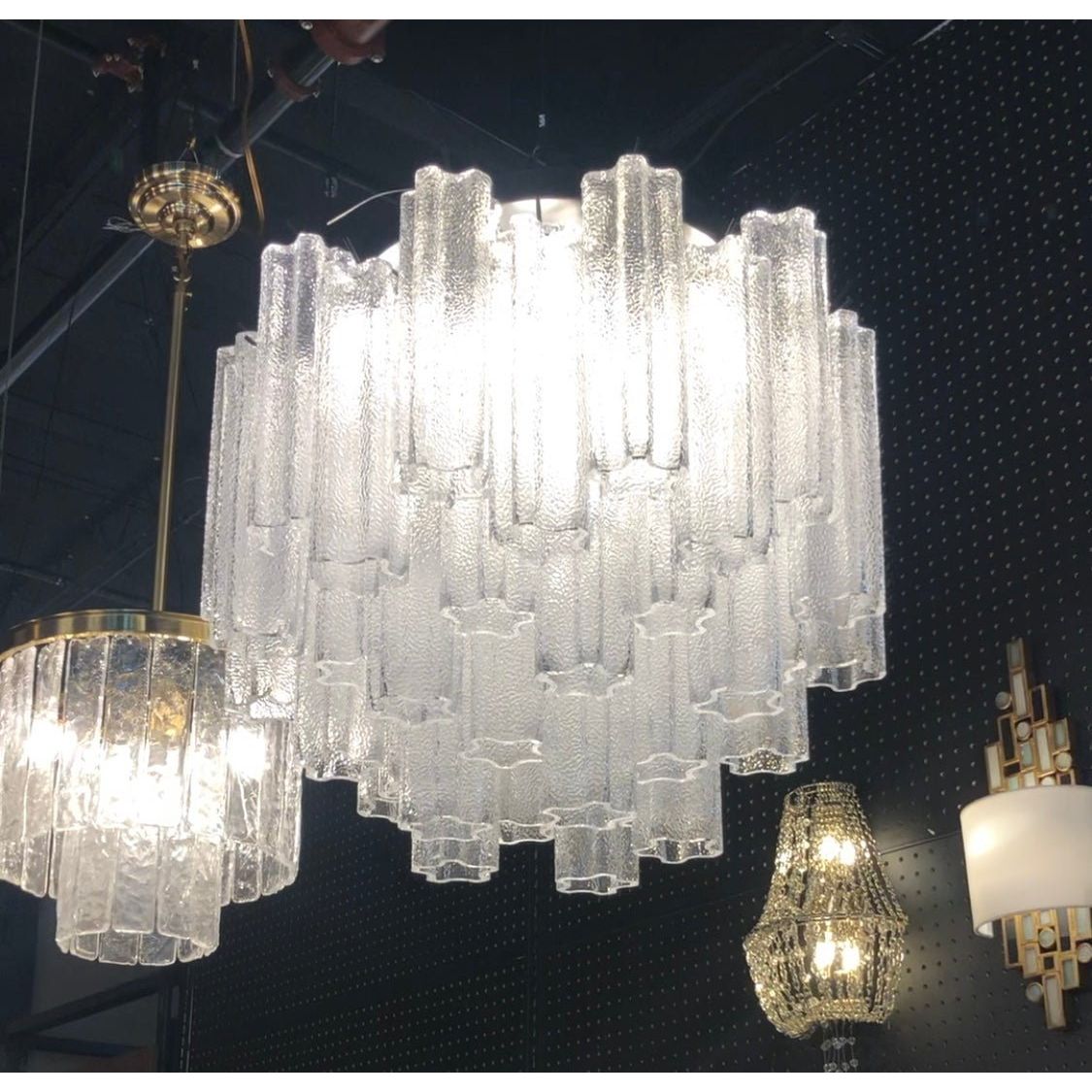 Flushmount Caprice Semi-Transparent Tubular Glass Chandelier - Italian Concept