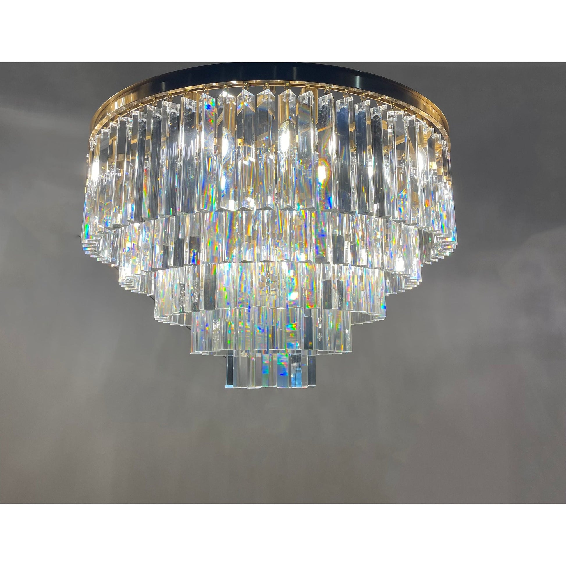 Flushmount Apex Odeon Tiered Round Crystal Fringe Chandelier Collection - Italian Concept - 