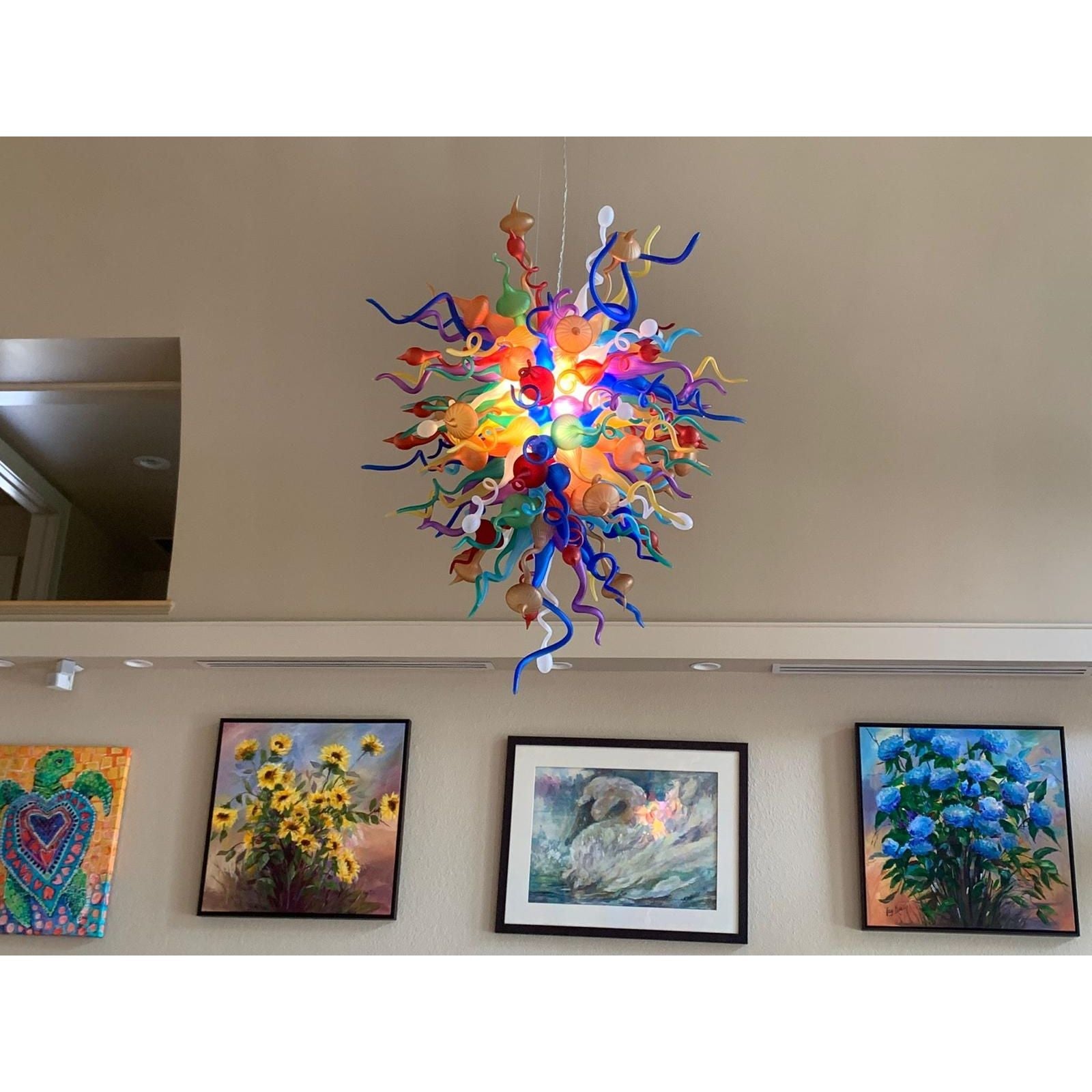 MultiColor Lincoln Murano Sputnik Glass 30" Wide Chandelier - Italian Concept