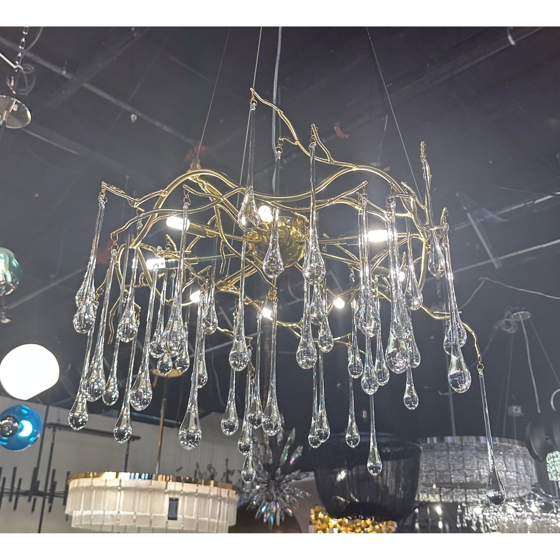 Dawn Lukas Teardrop Branching Brass Round Chandelier - Italian Concept