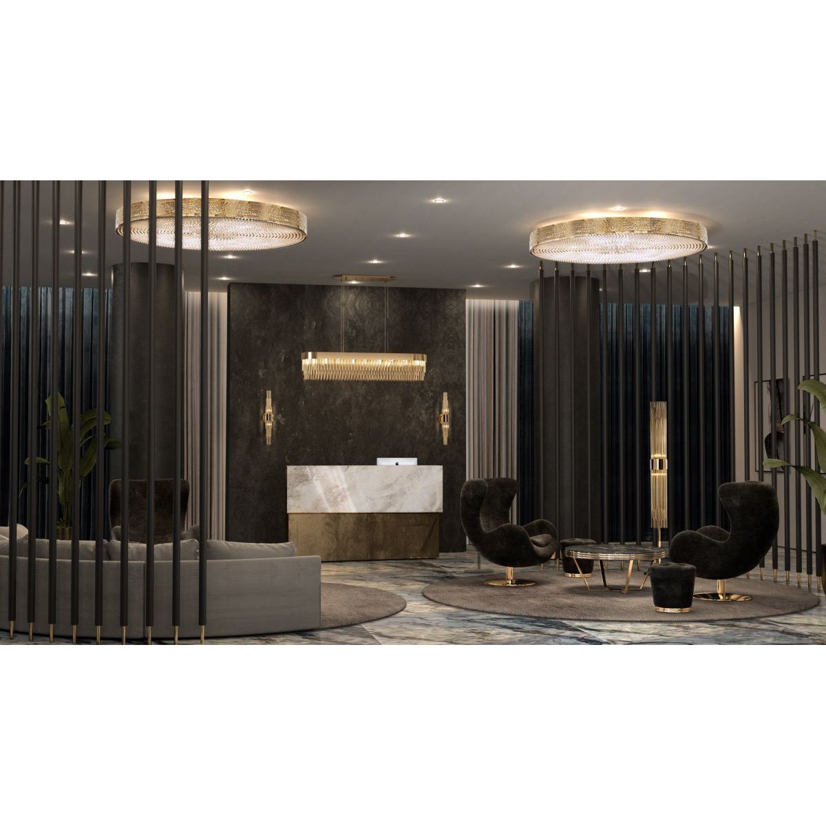 Ambrosi 2-Tier  Round Brass Crystal Ring Chandelier - Italian Concept - 