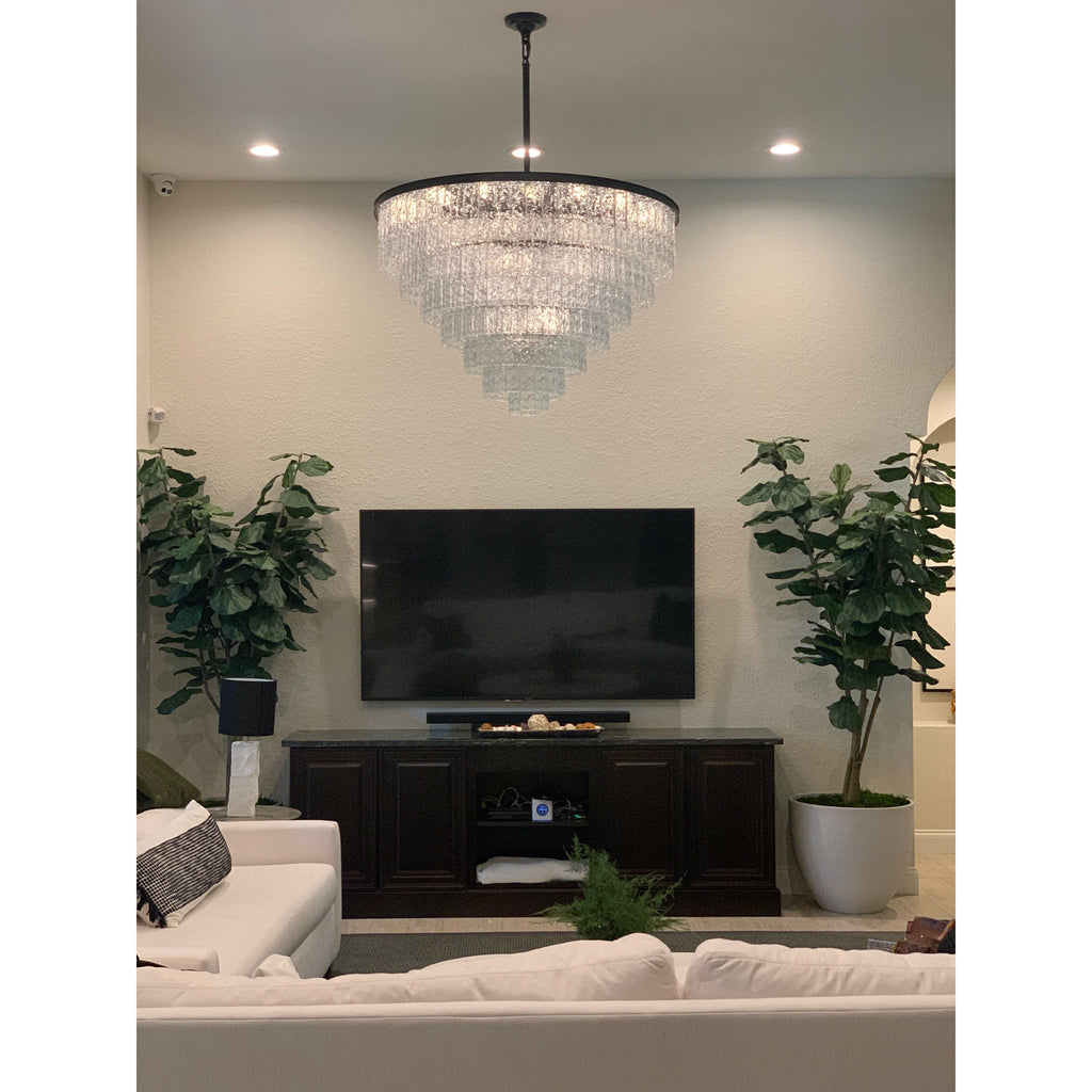 Oliver Round Tiered Glass Tile Chandelier Collection - Italian Concept - 