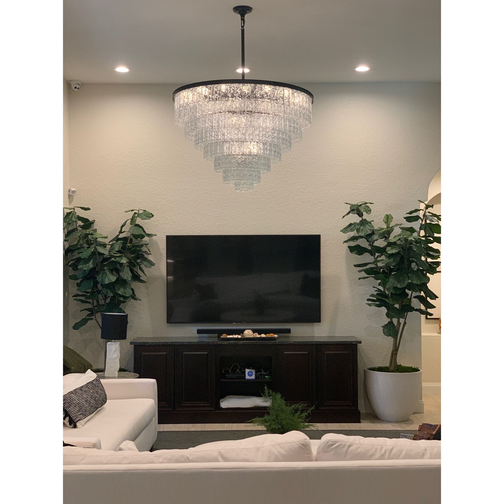 Oliver Round Tiered Glass Tile Chandelier Collection - Italian Concept - 