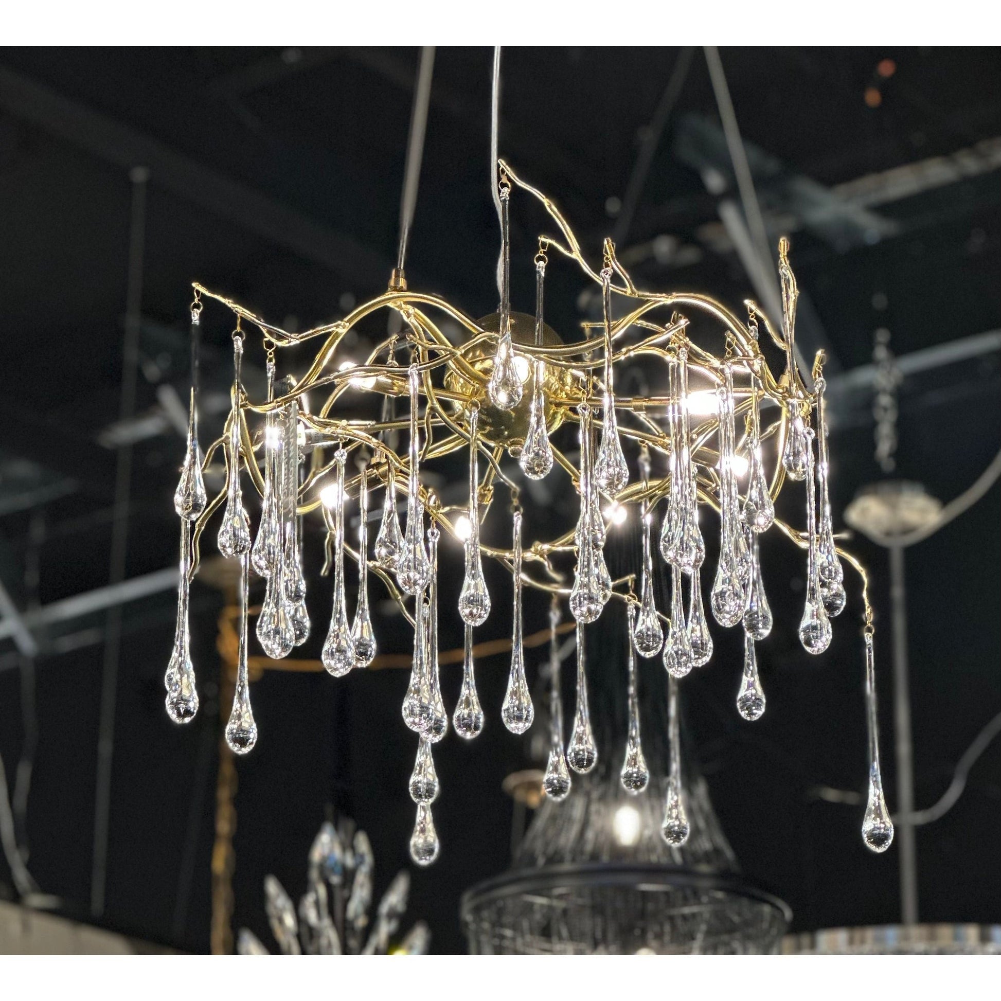 Dawn Lukas Teardrop Branching Brass Round Chandelier - Italian Concept