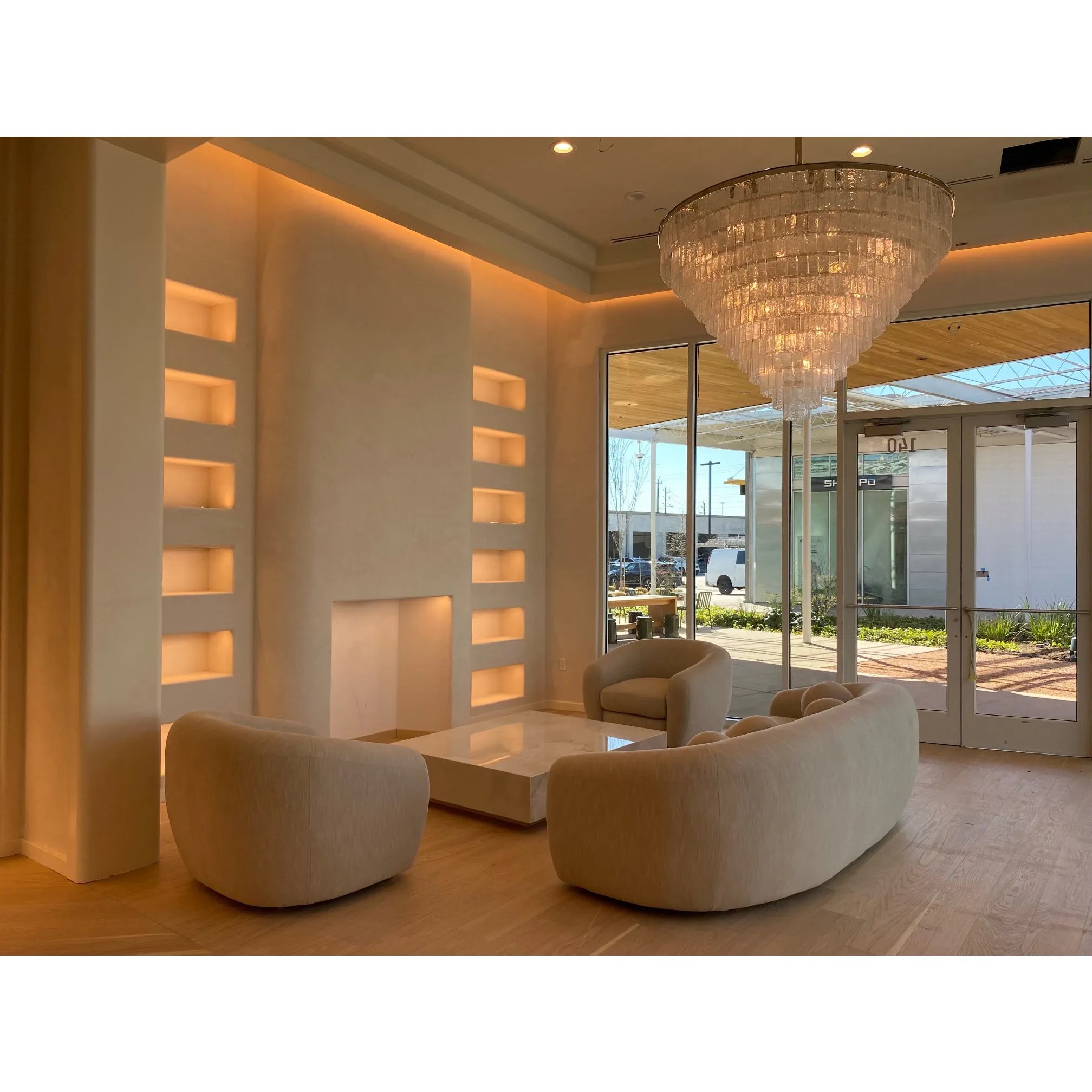 Seline Cracked Textured Glass Round Chandelier Collection - Italian Concept