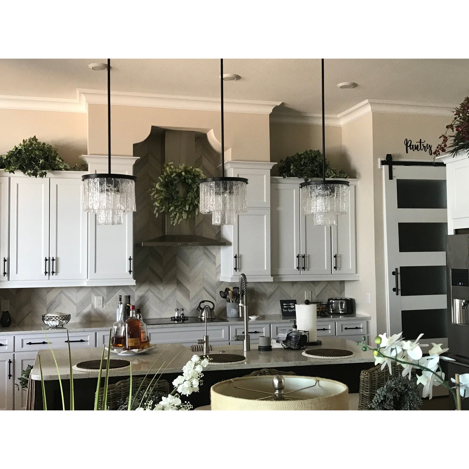 Seline Textured Glass Kitchen Island Pendant Light - Italian Concept