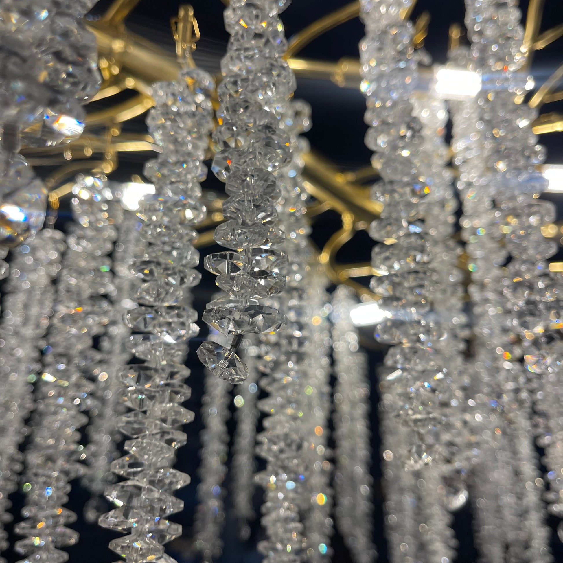 Catherine Crystal Rainfall Linear Branching Chandelier - Italian Concept - 
