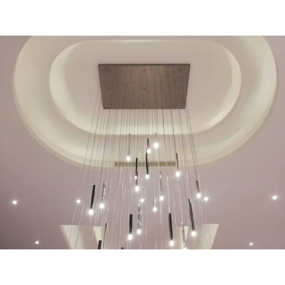 Bellini Round Tri-Tone Tubular Pendant Light Chandelier - Italian Concept - 