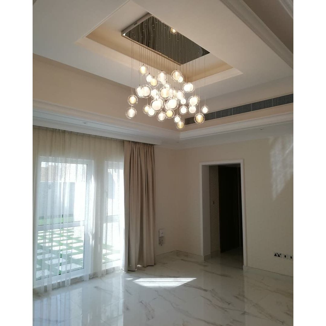 Zara Round Rainfall / Waterfall Glass Globe / Bubble Chandelier - Italian Concept - 