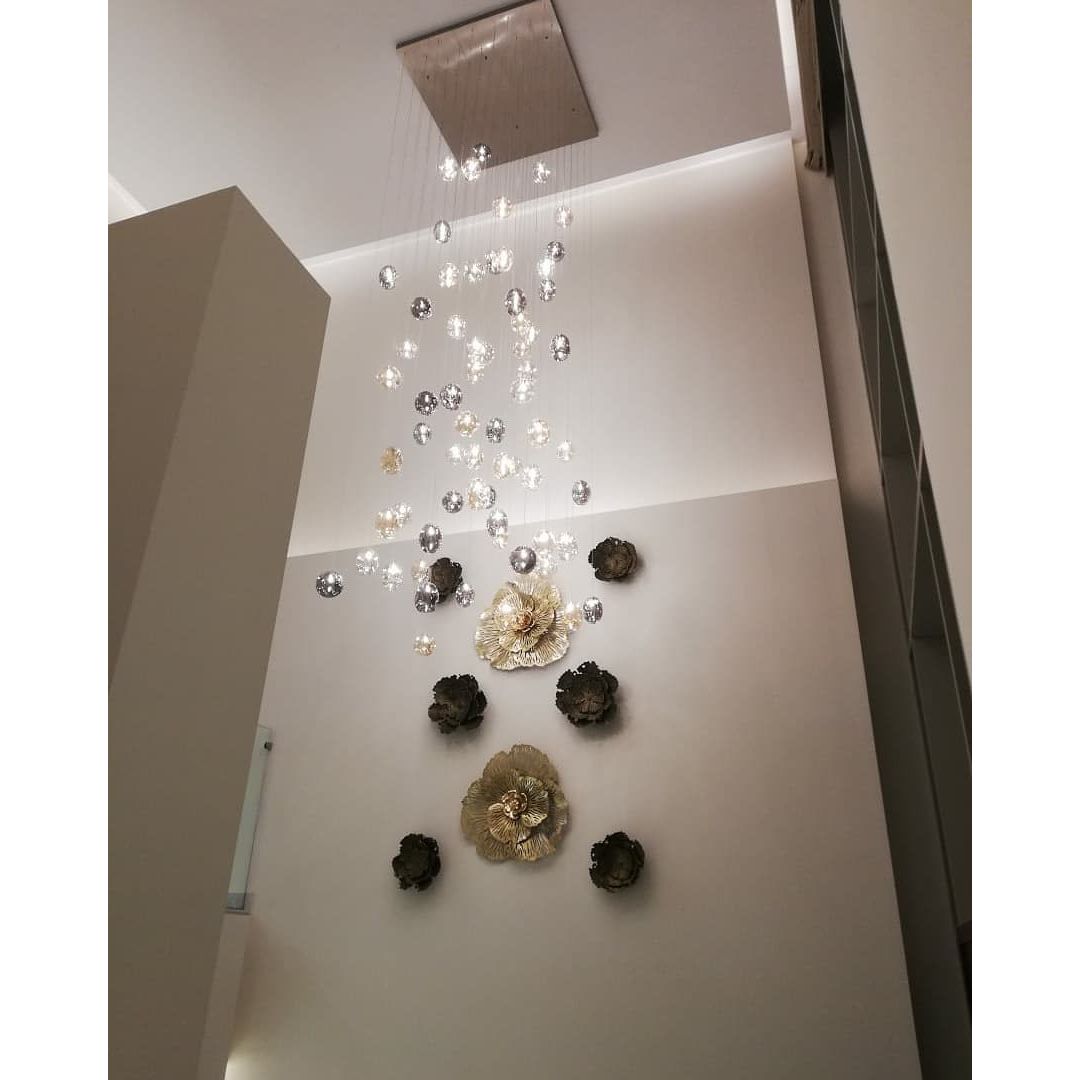 Zara Square Rainfall / Waterfall Glass Globe / Bubble Chandelier - Italian Concept