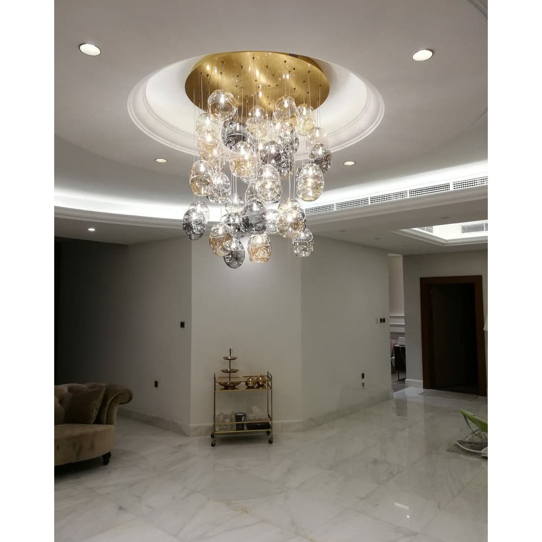 Zara Rectangle Rainfall / Waterfall Glass Globe / Bubble Chandelier - Italian Concept - 