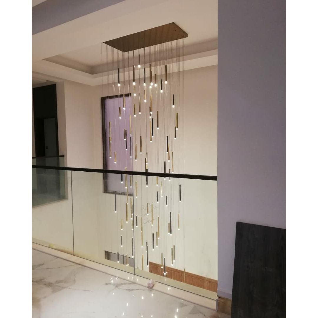 Bellini Square Tri-Tone Tubular Pendant Light Chandelier - Italian Concept - 