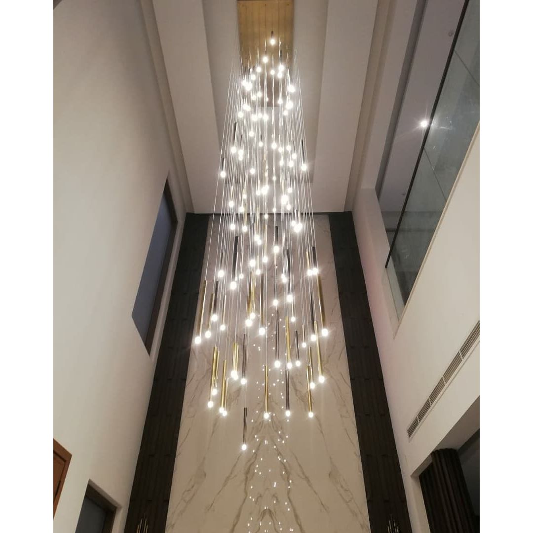 Bellini Rectangular Tri-Tone Tubular Pendant Light Chandelier - Italian Concept - 