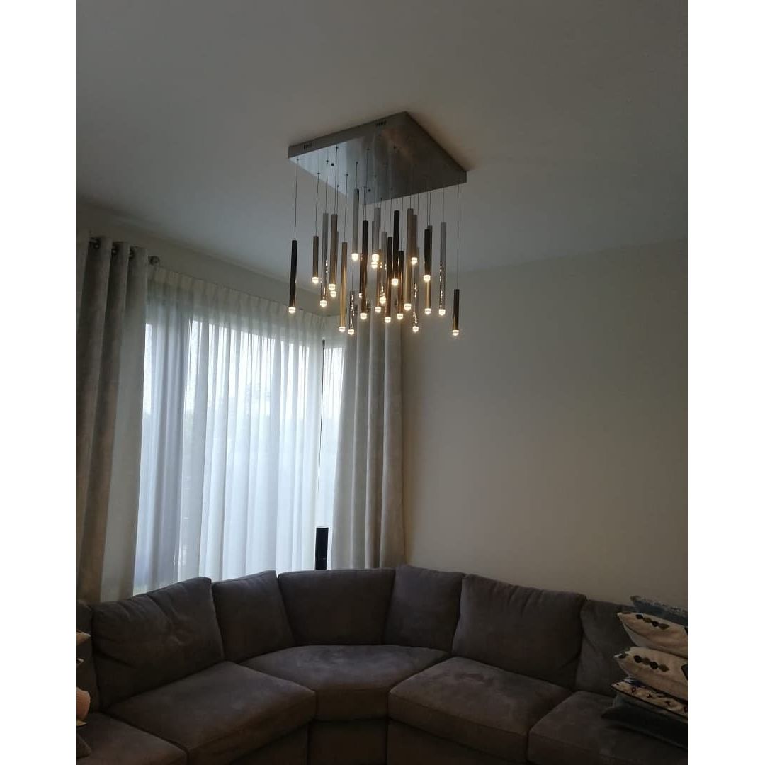 Bellini Square Tri-Tone Tubular Pendant Light Chandelier - Italian Concept - 